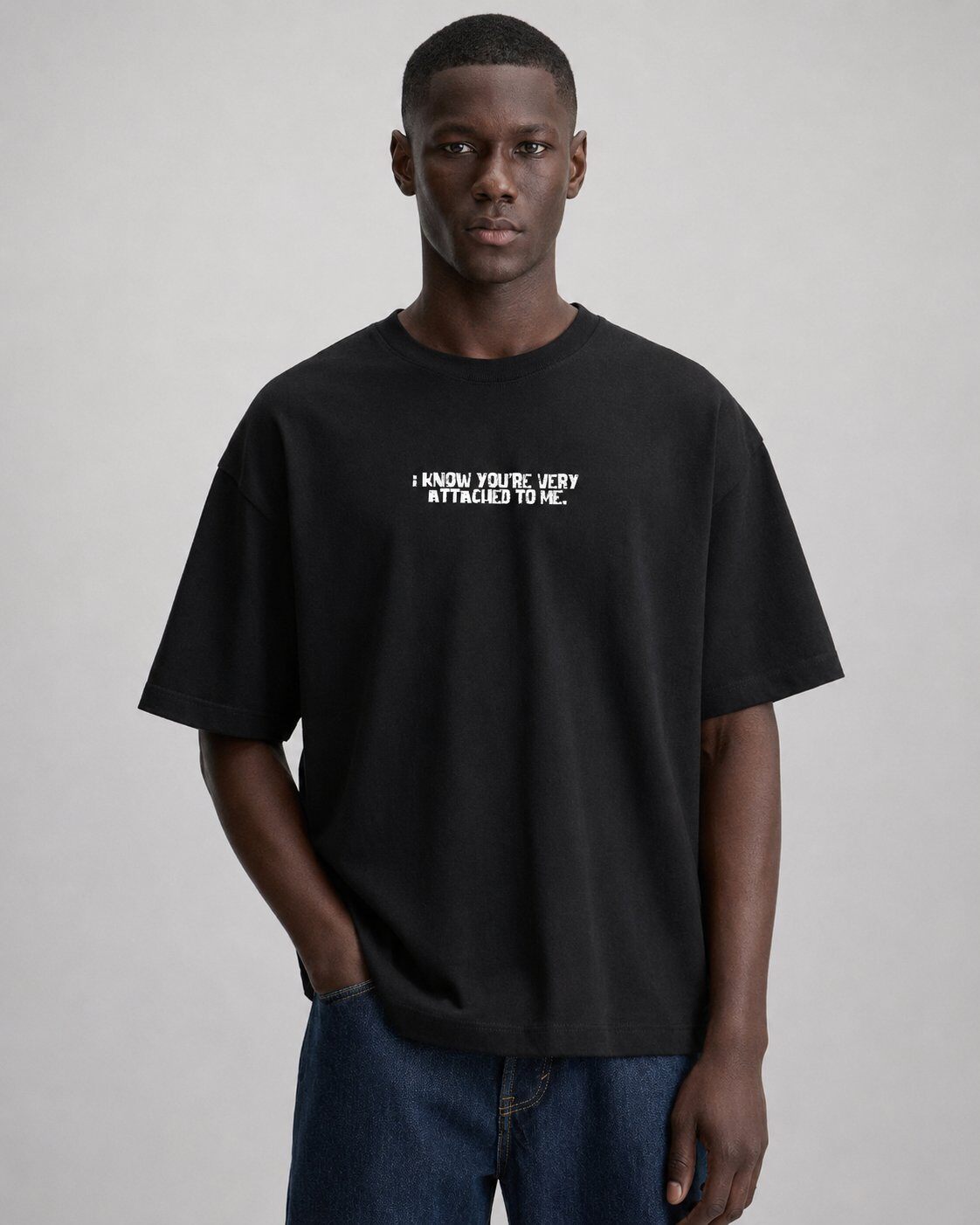 Grossista Mentex Homme - T-shirt Nera Grafica Minimalista