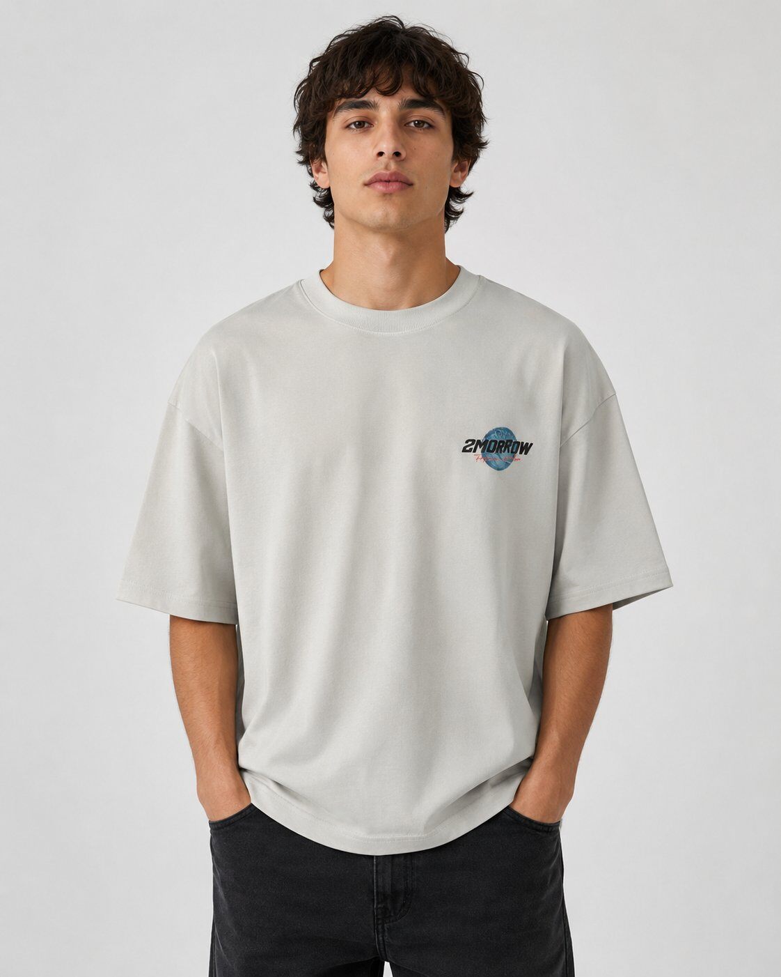 Grossista Mentex Homme - T-shirt Grigia Oversize 2Morrow