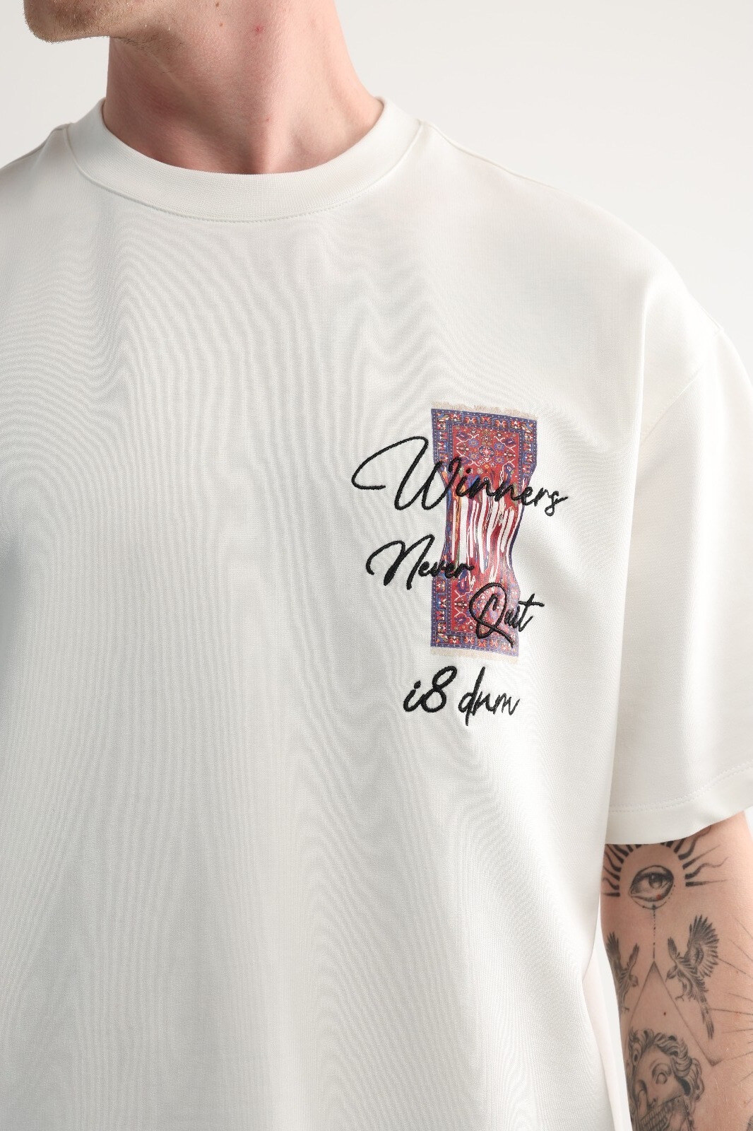 Wholesaler Mentex Homme - Men's White T-shirt with Front & Back Print