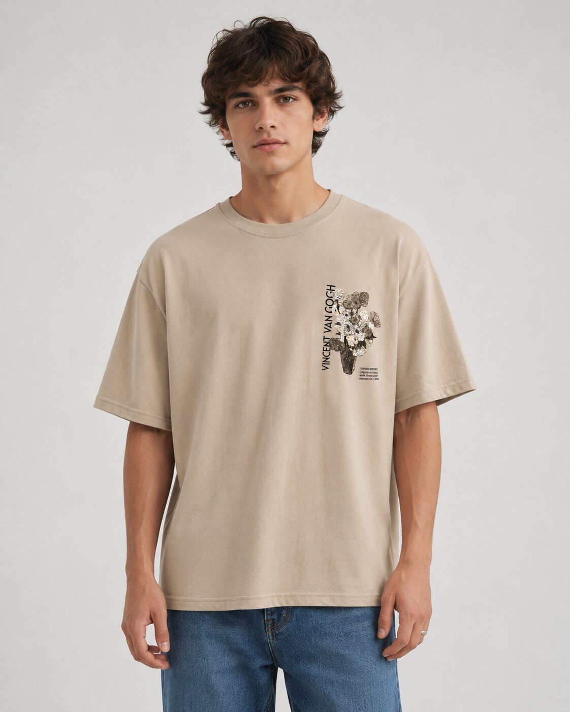 Großhändler Mentex Homme - Künstlerisches Grafik-T-Shirt mit Vorder- und Rückendesign
