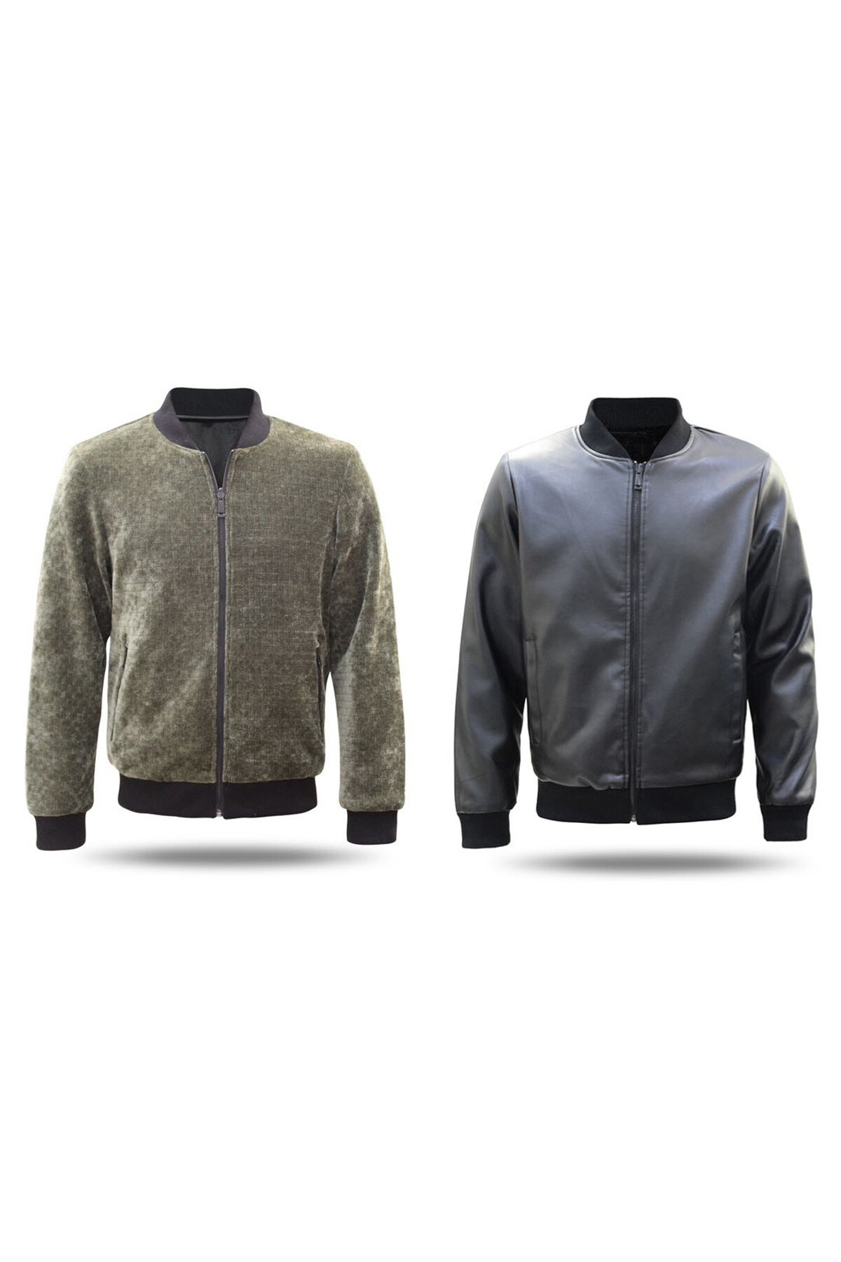 Wholesaler Mentex Homme - Reversible faux leather/velvet jacket with teddy collar