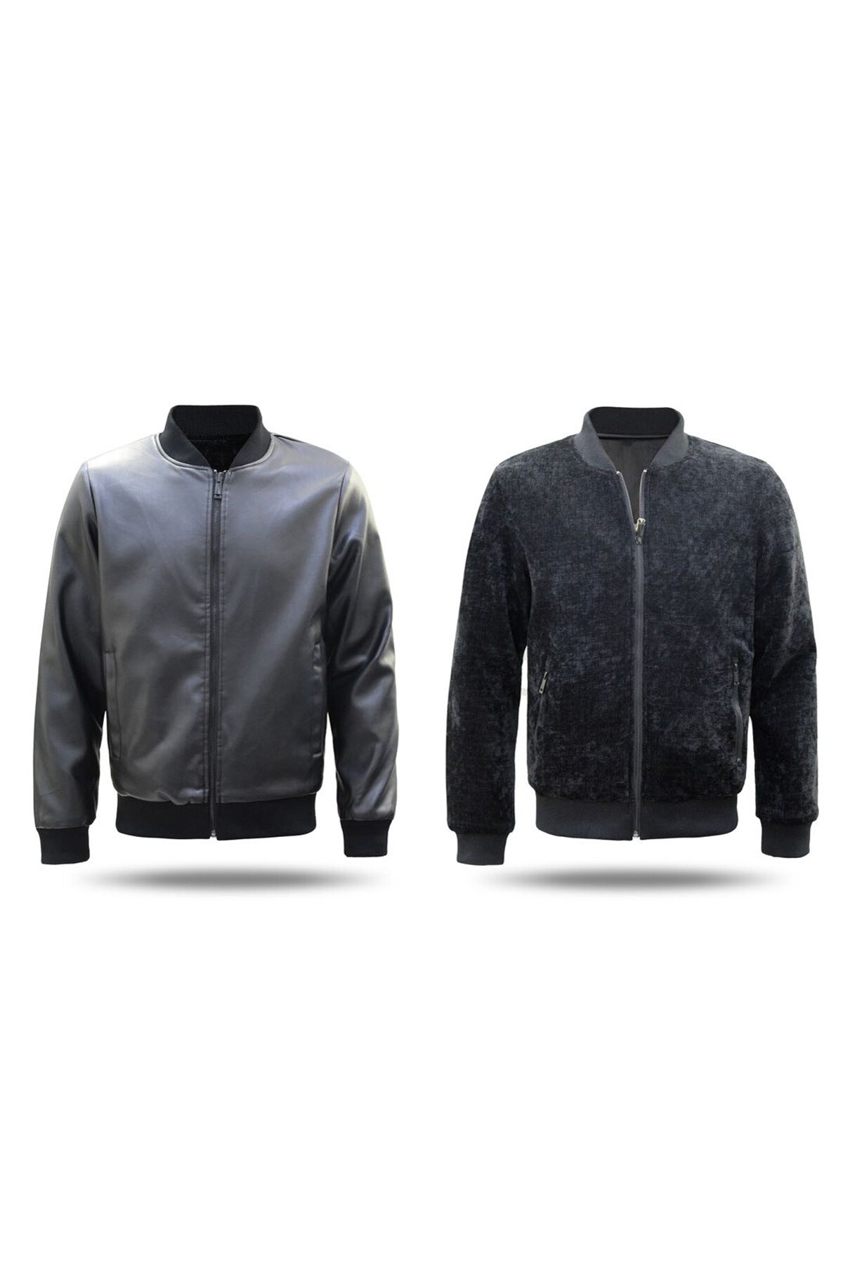 Wholesaler Mentex Homme - Reversible faux leather/velvet jacket with teddy collar