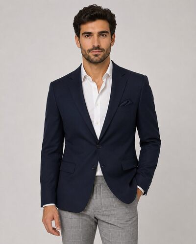 Großhändler Mentex Homme - Marineblauer Blazer mit Strukturierter Eleganz Großhändler Mentex Homme - Marineblauer Blazer mit Strukturierter Eleganz