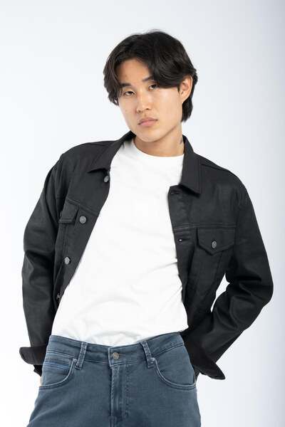 Großhändler Mentex Homme - Schwarze Denim-Style Jacke Großhändler Mentex Homme - Schwarze Denim-Style Jacke