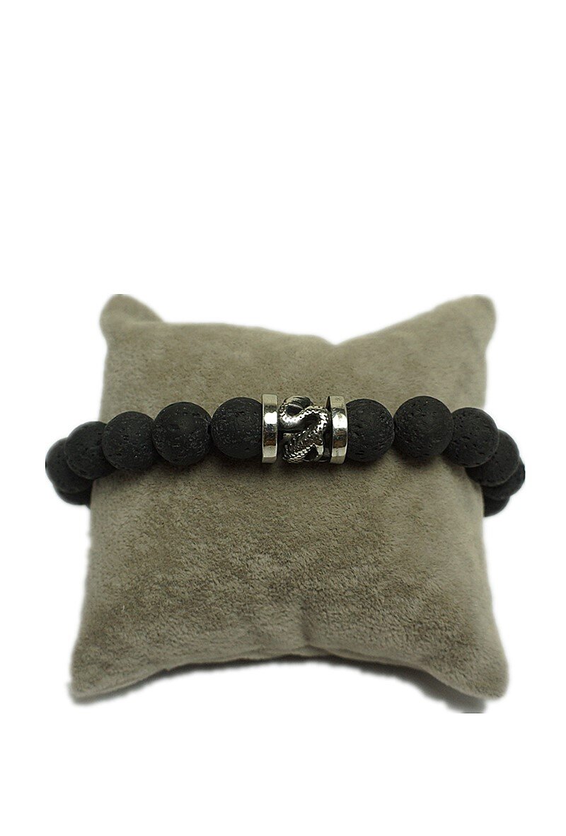 Wholesaler MET-MOI - Stainless steel and volcanic stone bracelet