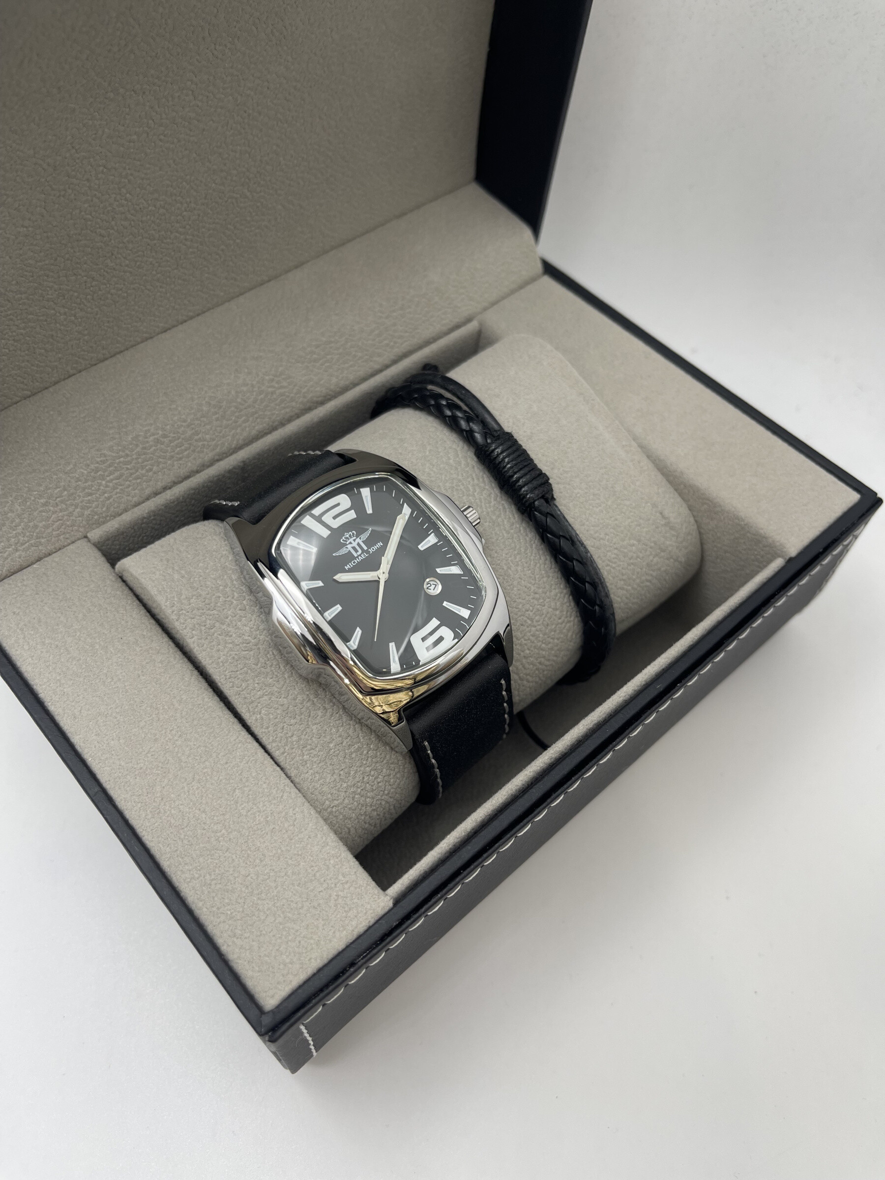 Grossista Michael John Montres - Cofanetto orologio uomo Michael John con gioielli in acciaio