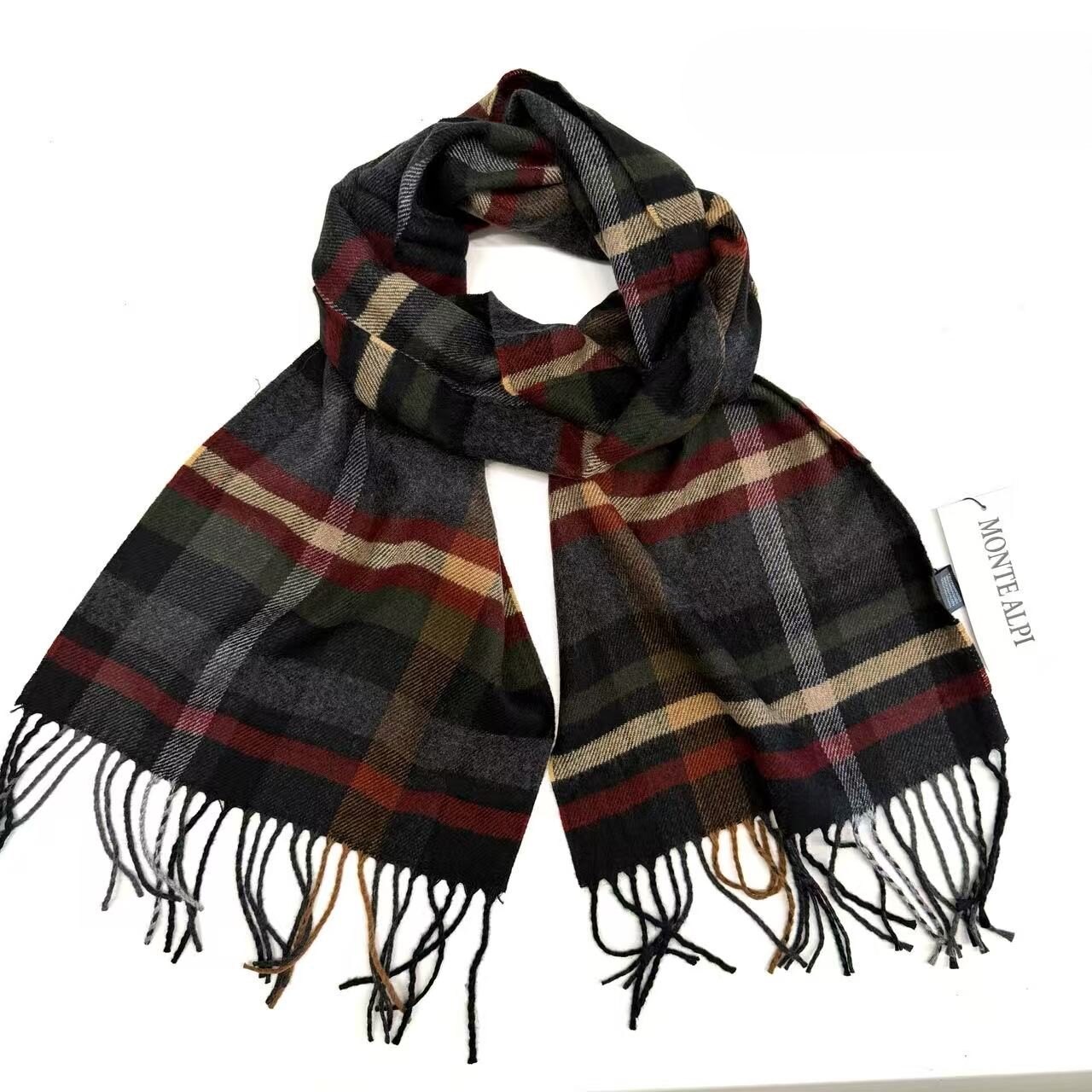 Grossiste MONTE ALPI - ÉCHARPE HOMME TARTAN CLASSIQUE AVEC FRANGES AUX EXTRÉMITÉS