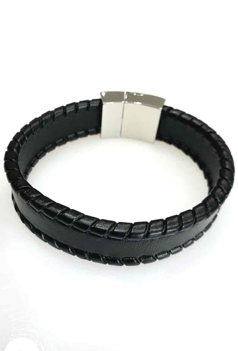 Mayorista MY ACCESSORIES PARIS - Pulsera de cuero y acero inoxidable