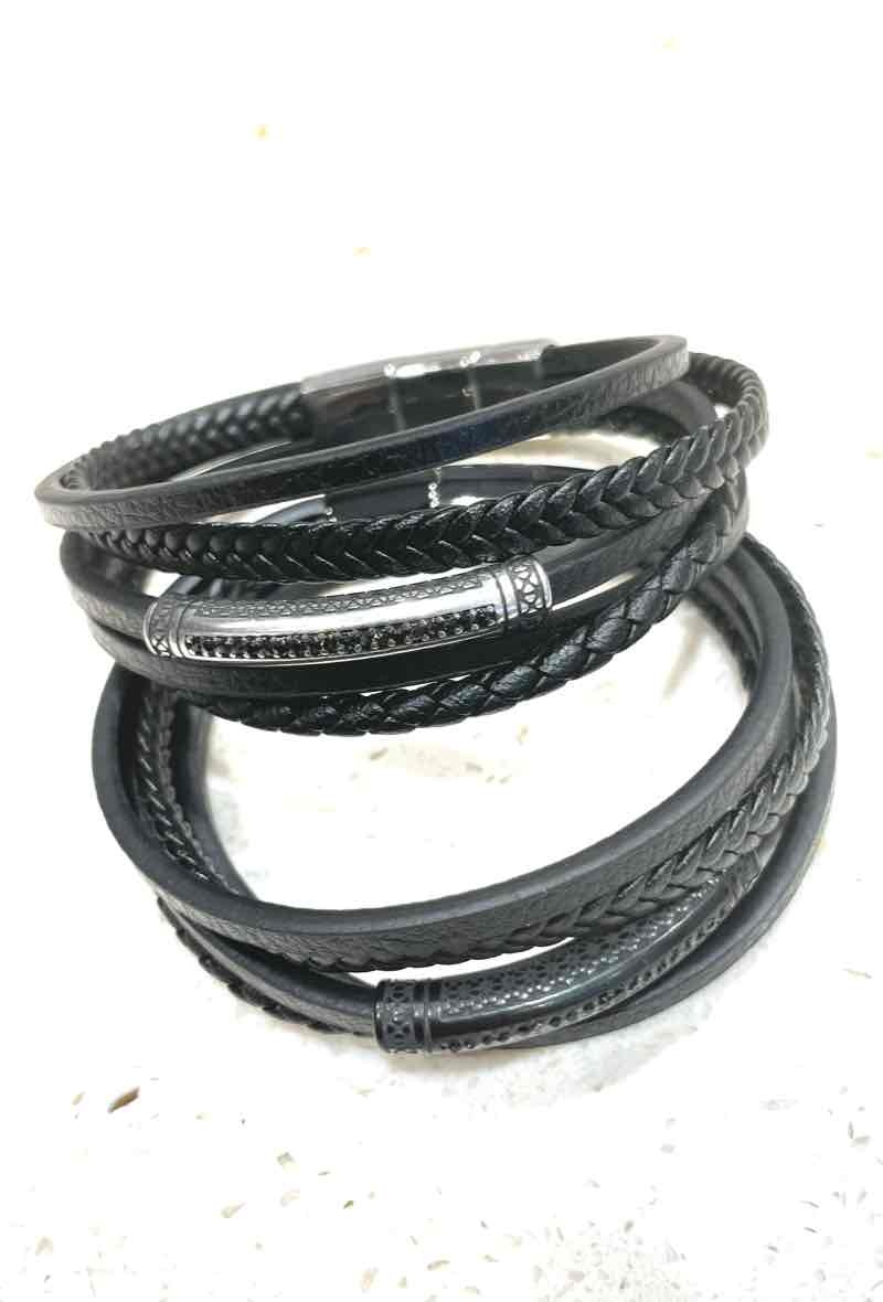 Grossiste MY ACCESSORIES PARIS - Bracelet cuir & acier