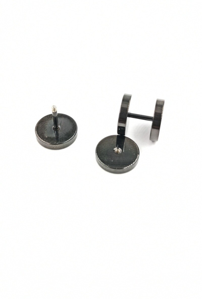 Grossiste MYLENE ET FELIX - FAUX PLUG Boucle d’oreille noir acier inoxydable par paquet de 5 paires