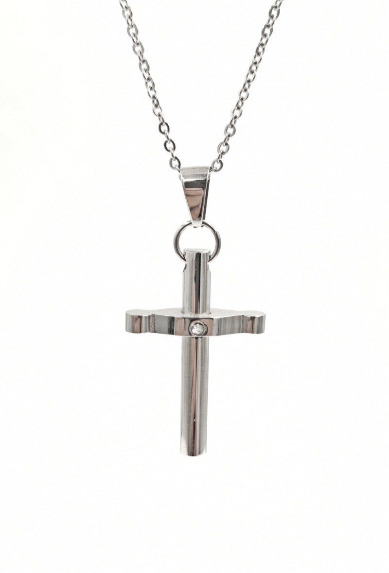 Mayorista MYLENE ET FELIX - Collar colgante cruz moderna con estrás para hombre en acero
