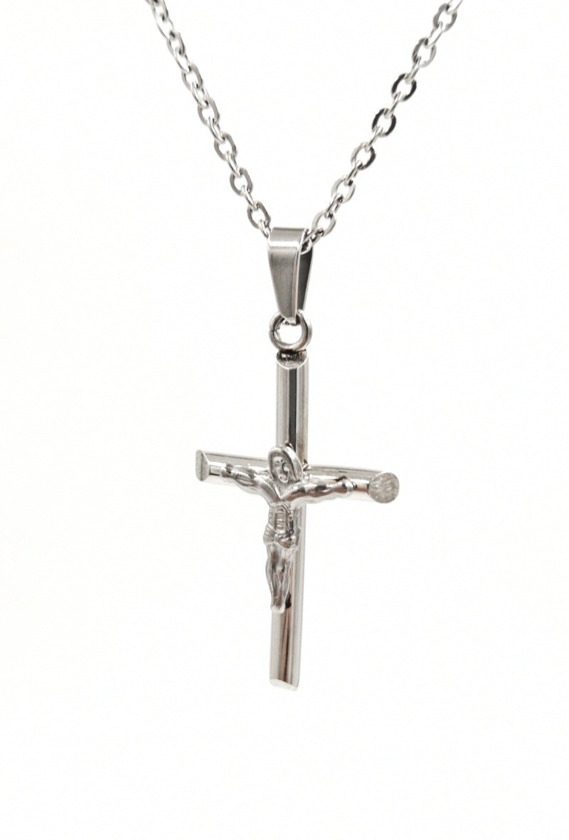 Großhändler MYLENE ET FELIX - Jesus-Kreuz-Anhänger-Halskette Herren Stahl-Anhänger-Halskette