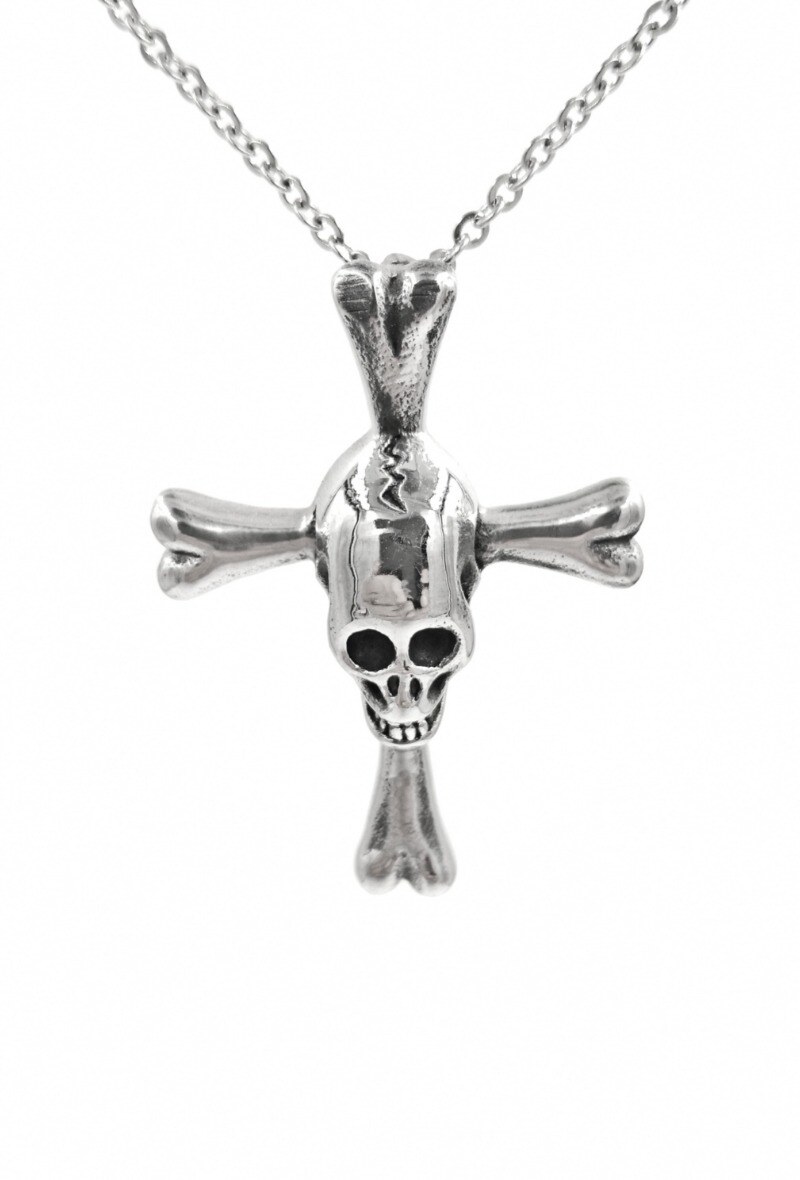 Großhändler MYLENE ET FELIX - Kreuz Totenkopf Halskette Herren Edelstahl Halskette