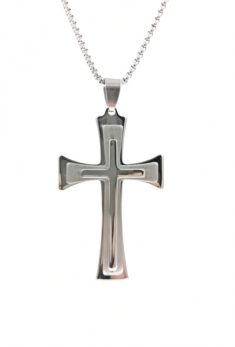 Wholesaler MYLENE ET FELIX - Steel cross necklace men Stainless steel pendant necklace