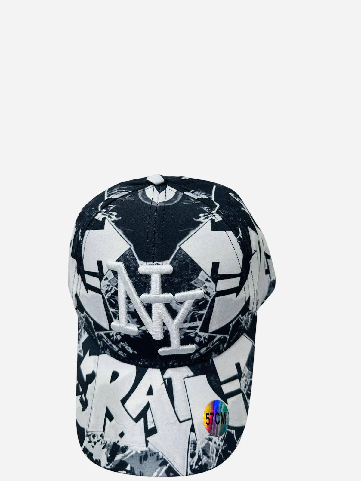 Mayorista NY - Gorra graffiti en blanco y negro con diseño de lluvia para adolescentes y adultos