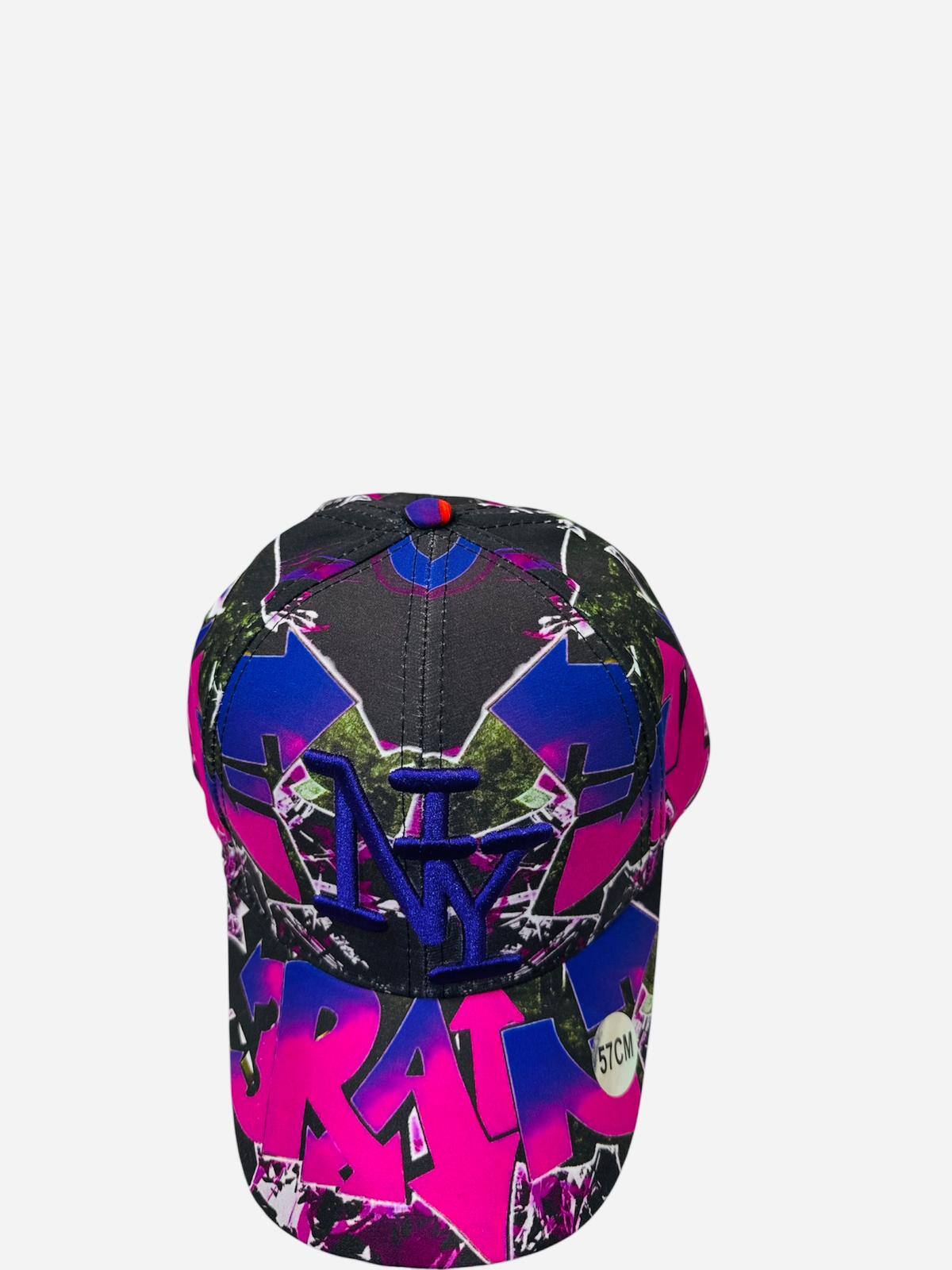 Mayorista NY - Gorra graffiti rosa y morado con patrón de lluvia para adolescentes y adultos