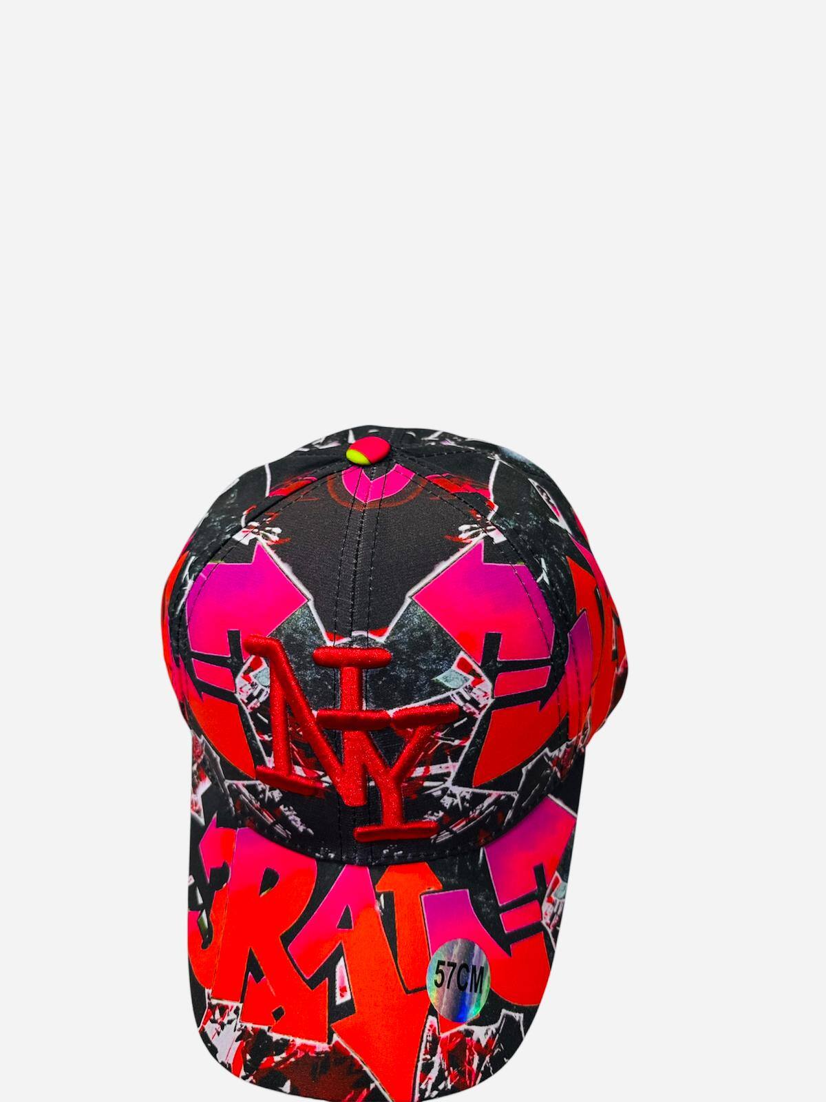 Mayorista NY - Gorra roja de graffiti con diseño de lluvia para adolescentes y adultos