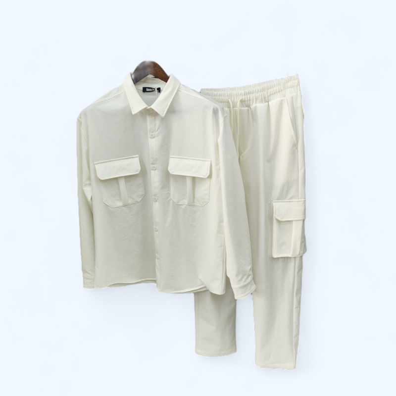 Wholesaler Omnimen - Buttoned Jacket and Cargo Pants Set