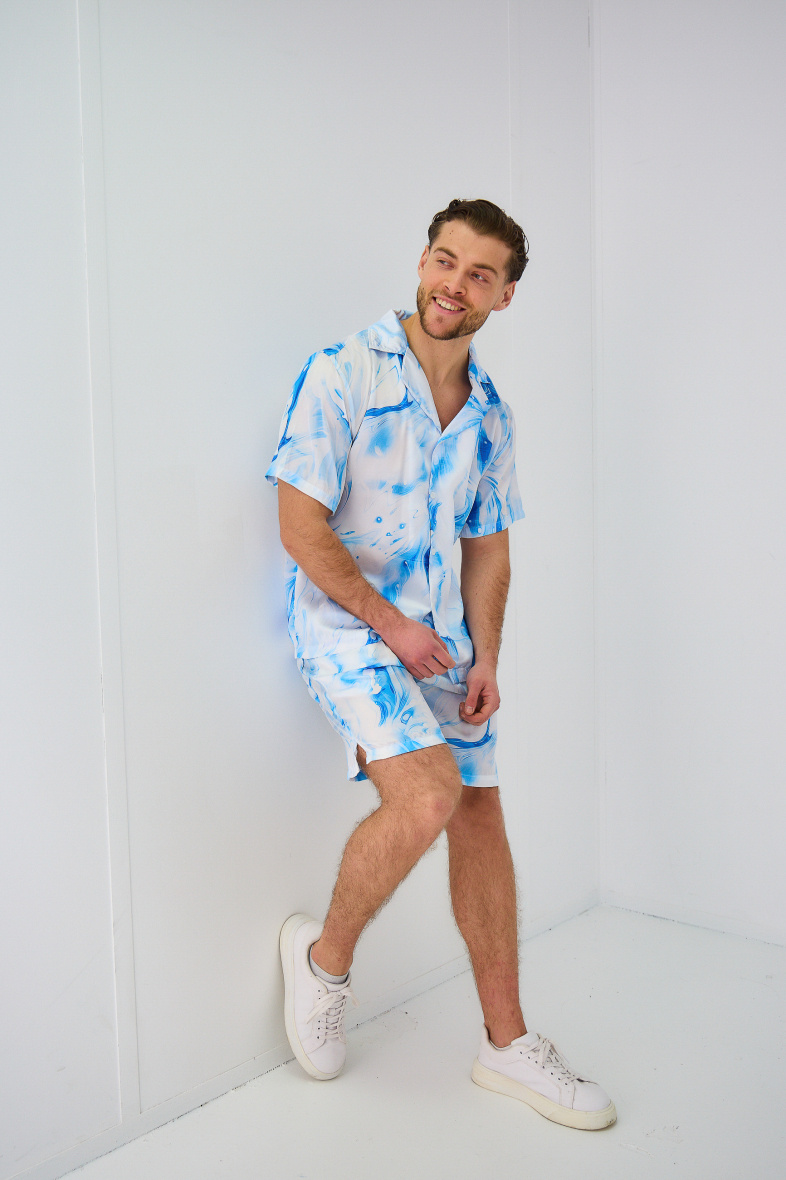 Wholesaler Omnimen - Light Blue Printed Shirt Set