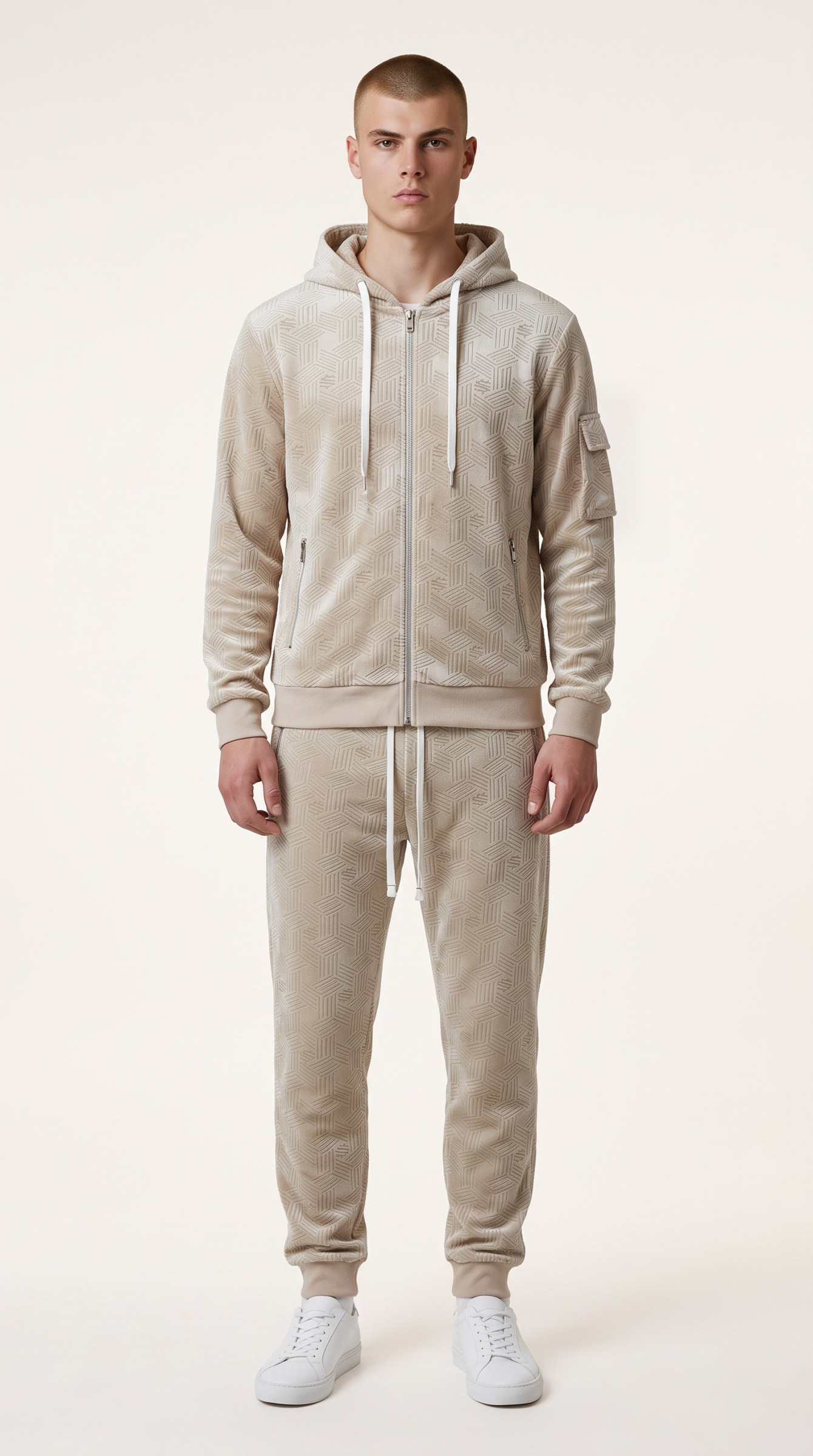 Wholesaler Omnimen - Textured velvet hoodie set