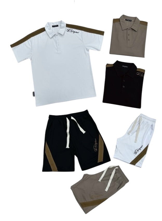 Wholesaler Omnimen - Polo and short jogging man together - Detail knitting shoulders and shorts