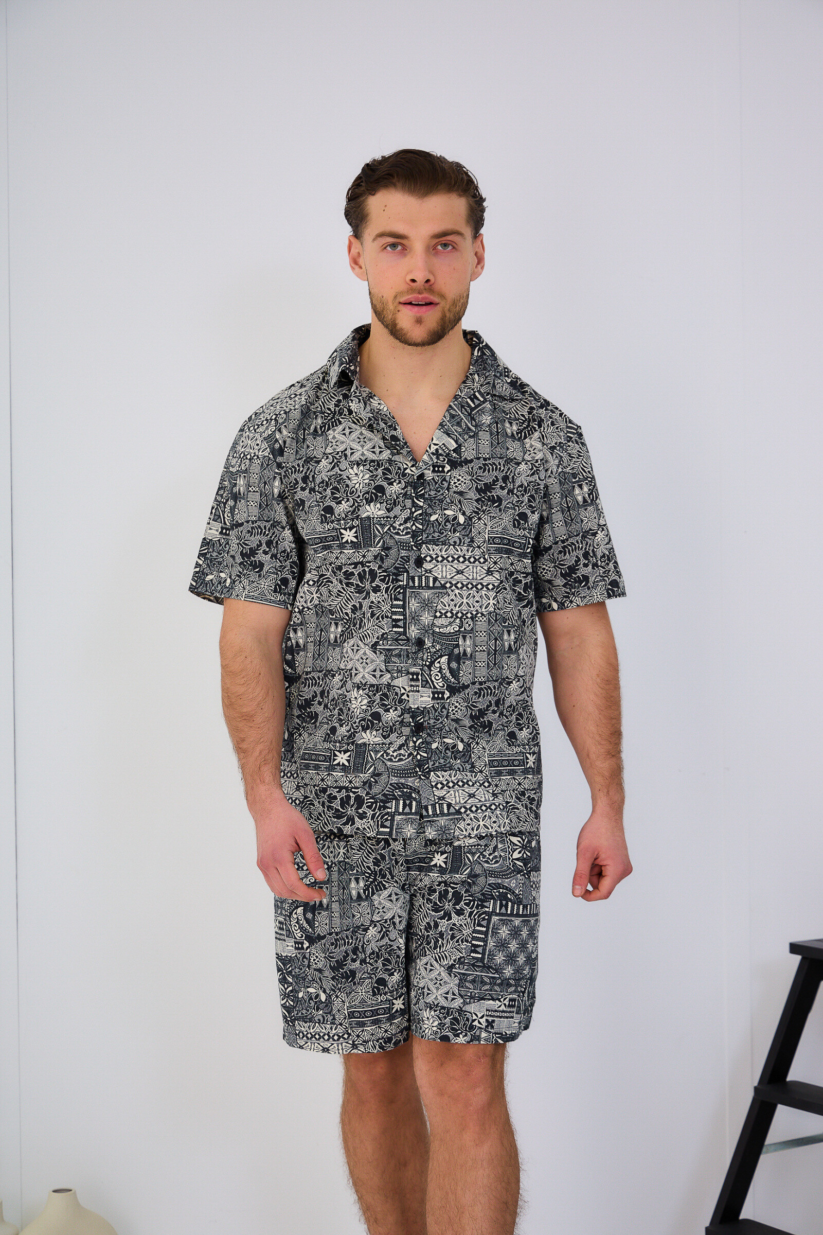Wholesaler Omnimen - Shirt and Shorts Printed Cotton Set