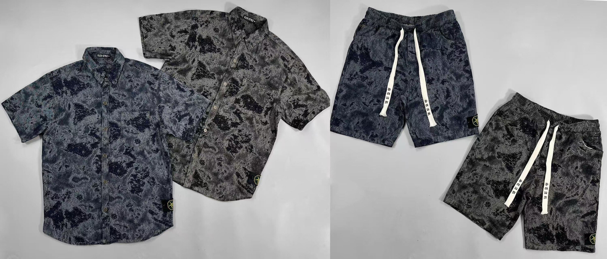 Mayorista Omnimen - Conjunto de Camisa y Shorts de Mezclilla - Estilo Casual