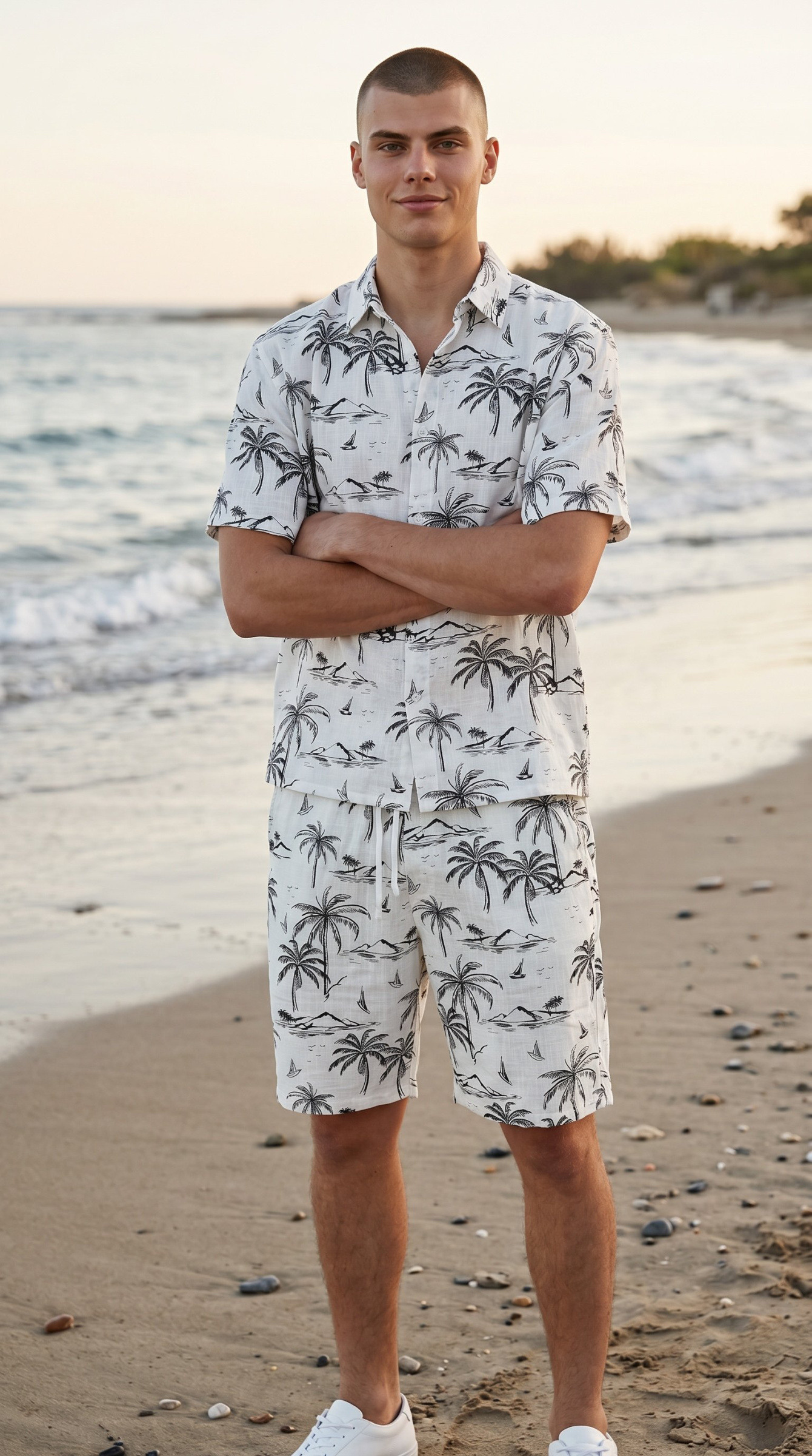 Grossista Omnimen - Completo Tropicale da Uomo in Cotone – Camicia a Maniche Corte e Pantaloncini