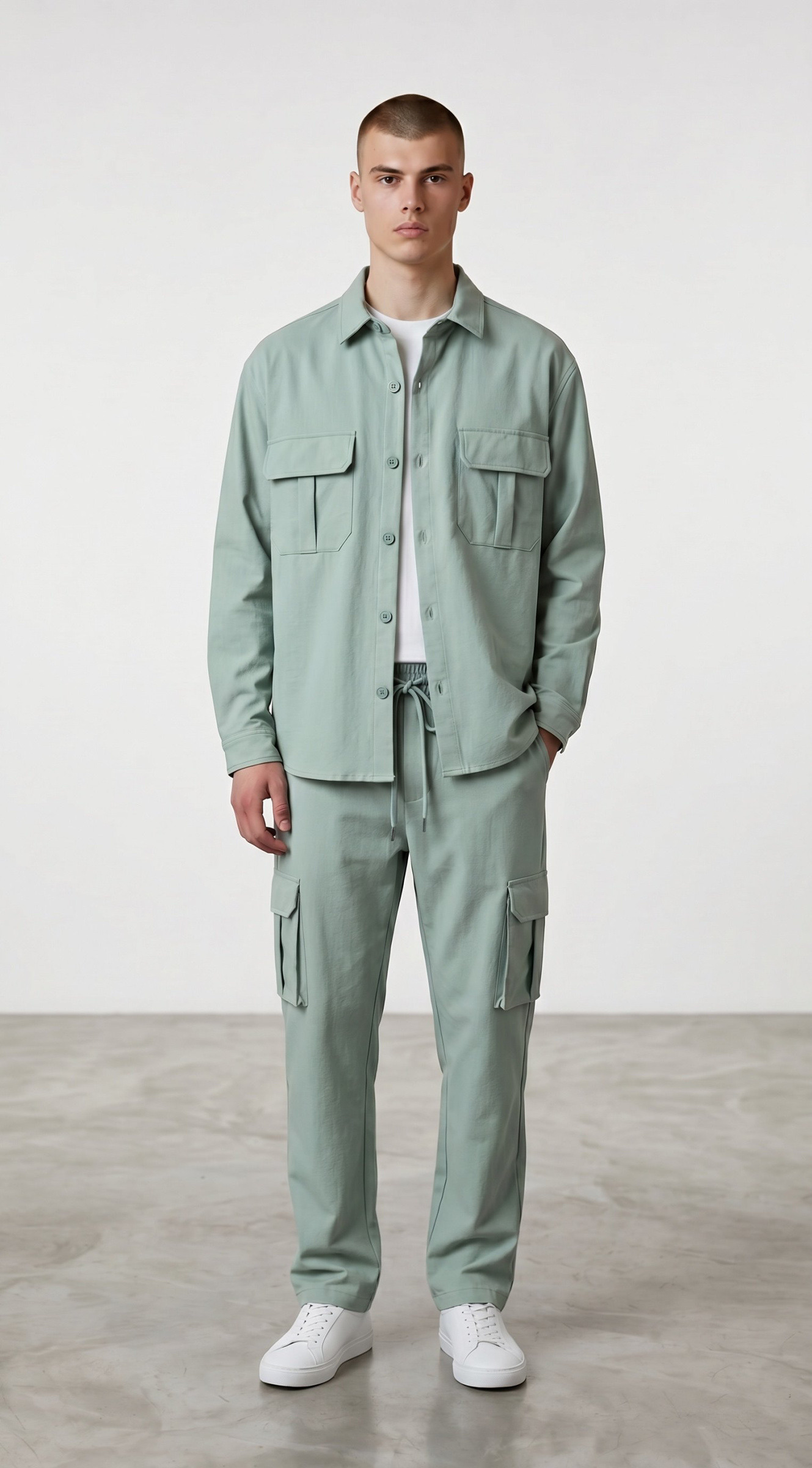 Grossiste Omnimen - Ensemble Veste boutonnée et Pantalon Cargo