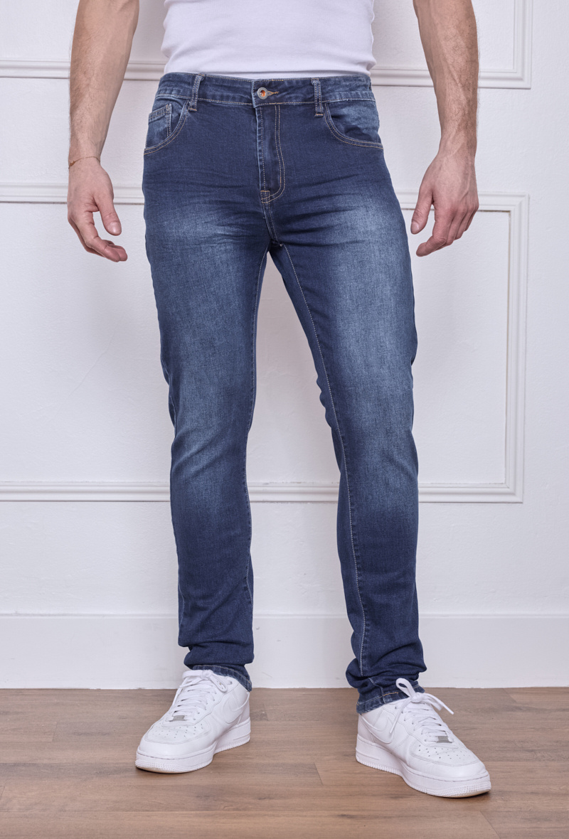 Wholesaler Omnimen - Slim Fit Stretch Jeans in Washed Blue