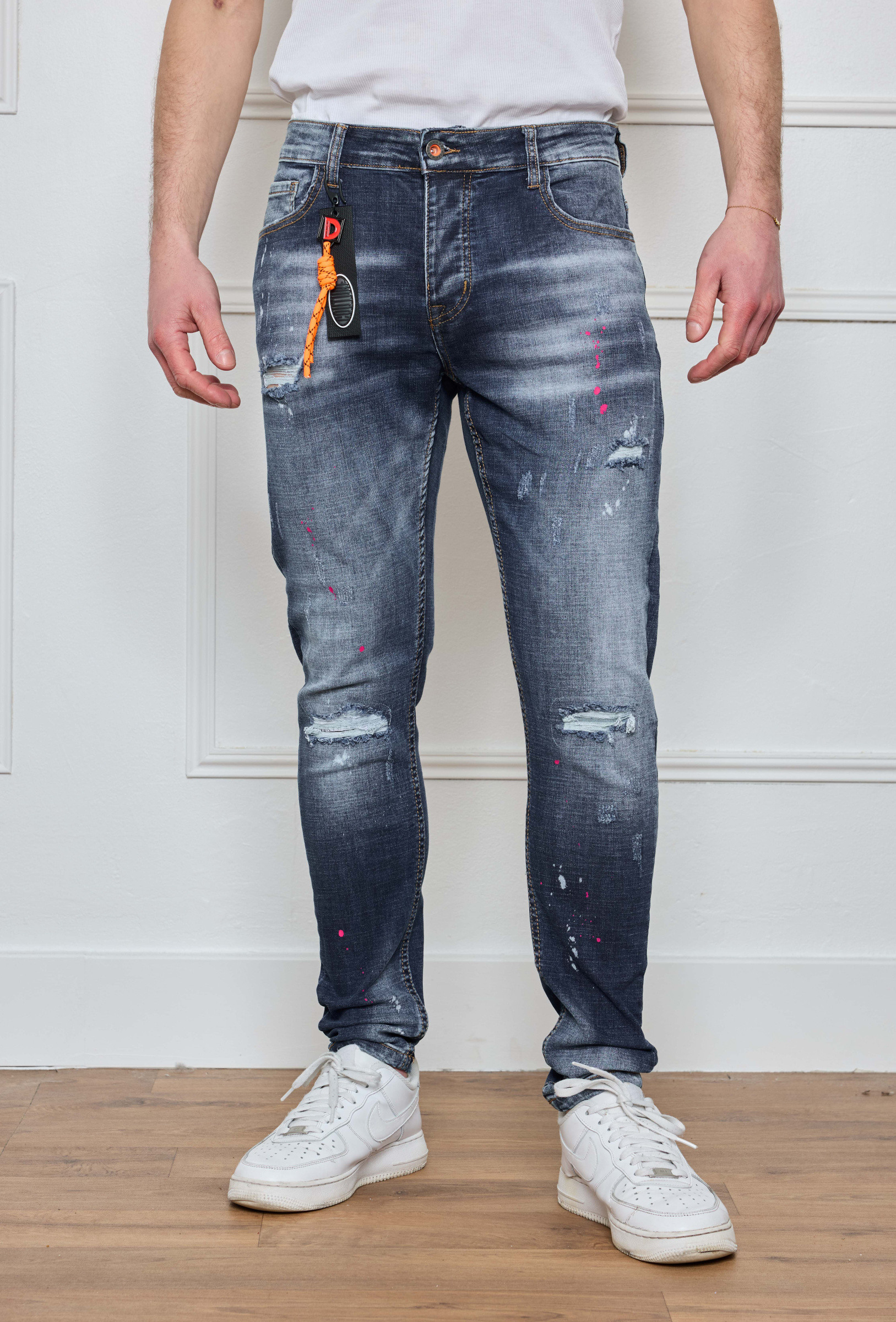 Wholesaler Omnimen - Men's Washed, Ripped, Stained Jeans W247