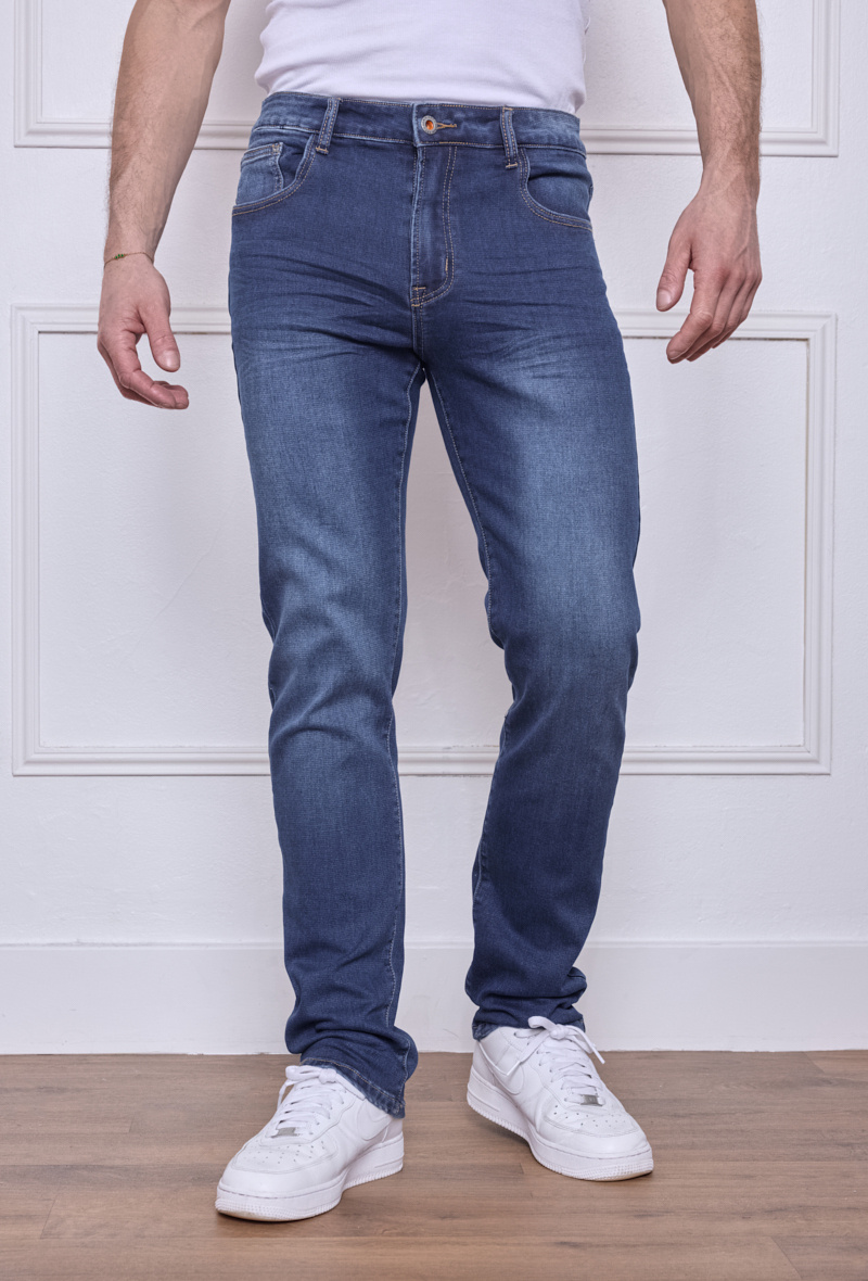 Mayorista Omnimen - Vaqueros Hombre Corte Regular Azul Desgastado