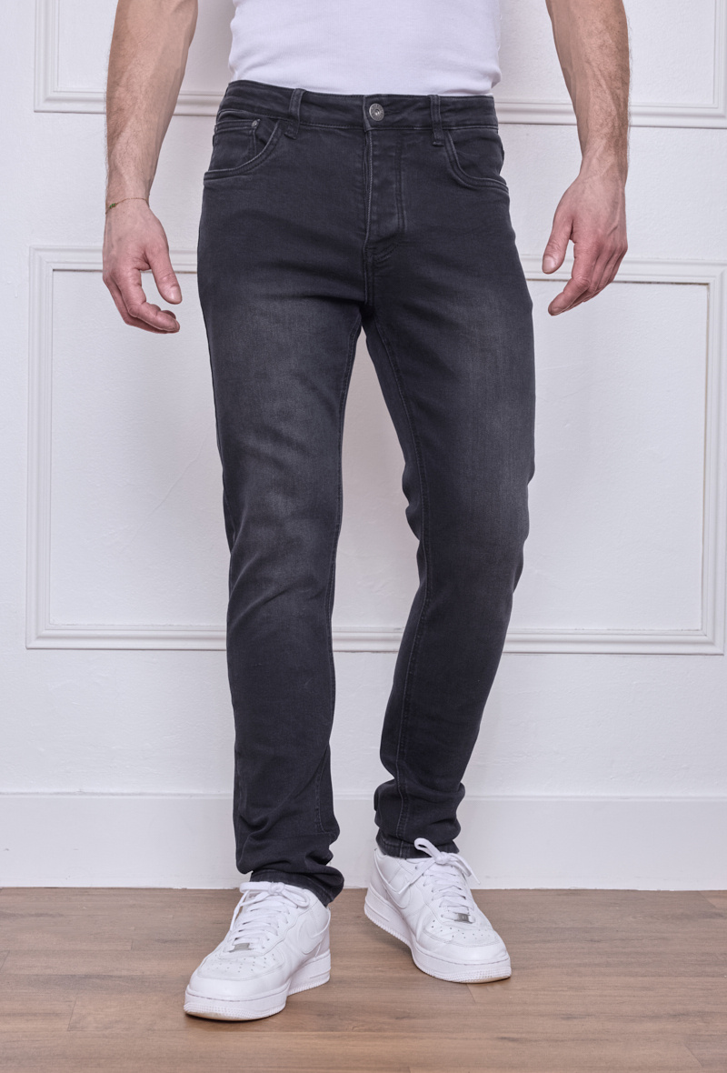 Großhändler Omnimen - Verwaschene Schwarze Slim-Jeans – Komfort und Stil