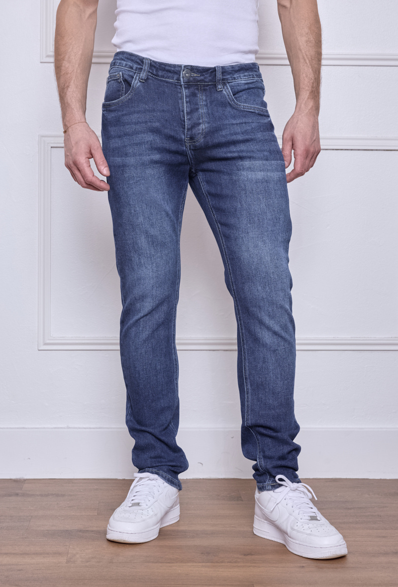 Großhändler Omnimen - Paar Slim Fit Hellblaue Stretch-Jeans