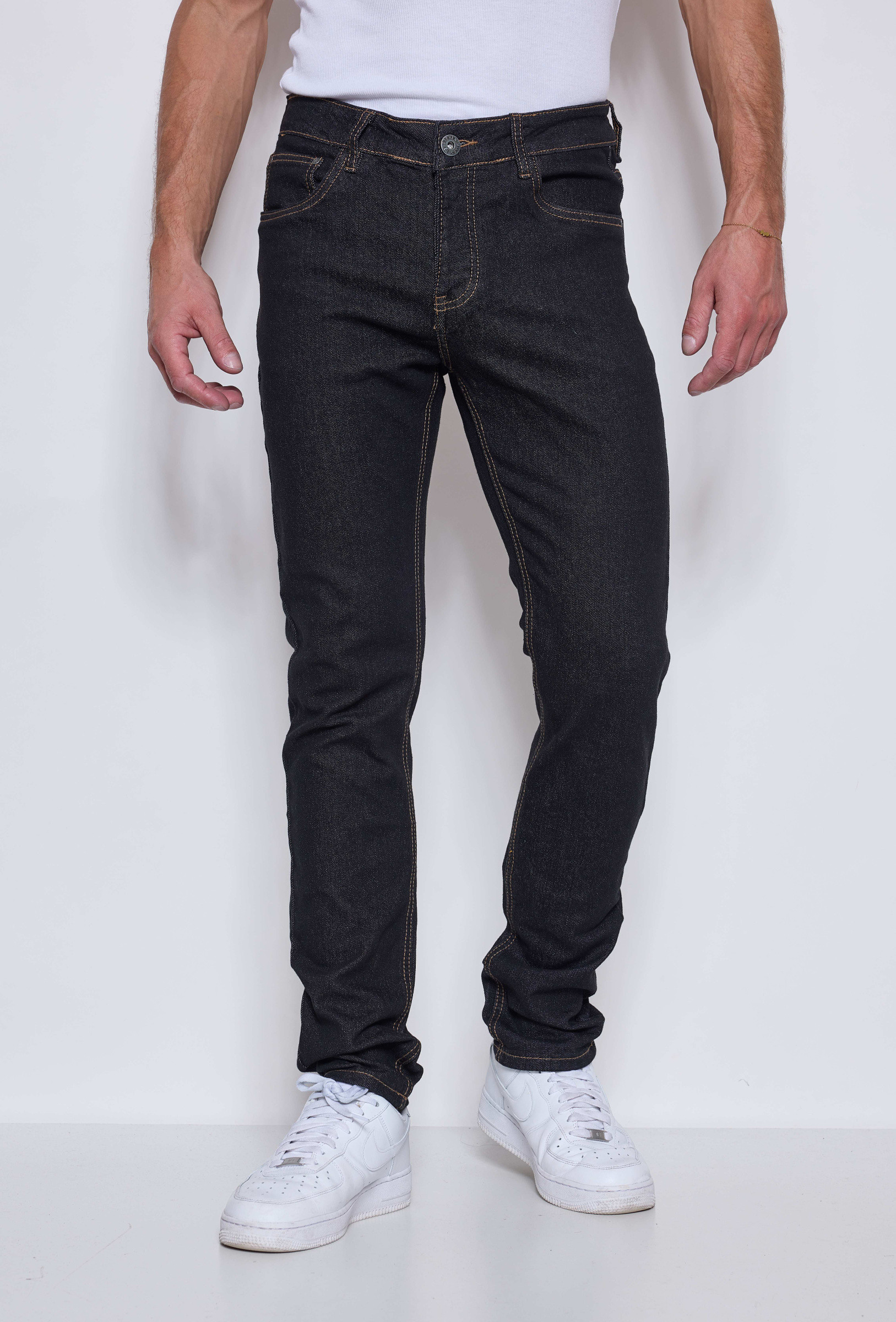 Großhändler Omnimen - Slim Fit Paar Jeans in Blau mit Schwarzem Effekt