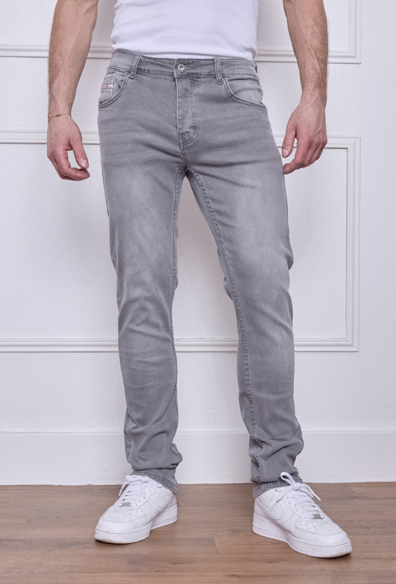 Grossiste Omnimen - Jean Homme Gris Clair - Coupe Slim