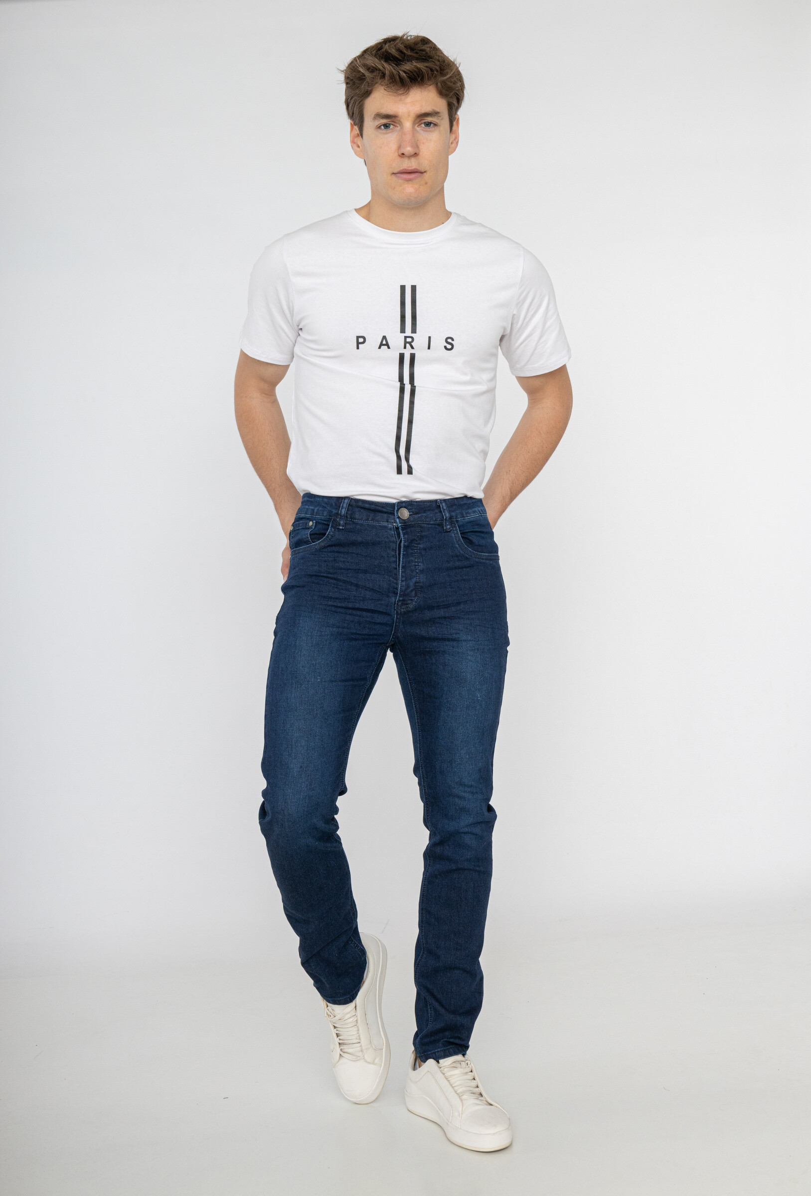 Großhändler Omnimen - Schmale blaue Denim-Jeans
