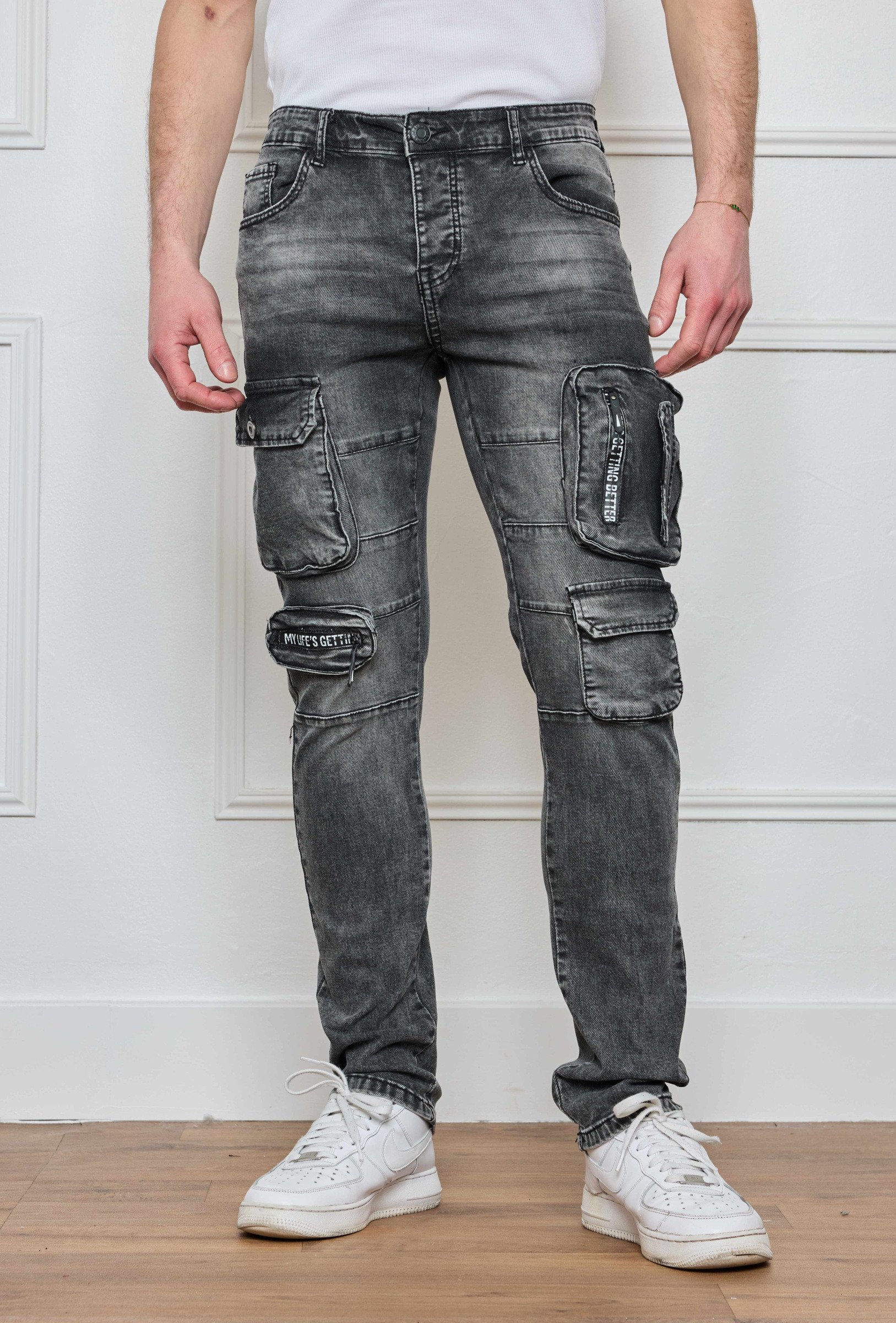 Grossiste Omnimen - Jeans Poche Cargo Bleu Denim