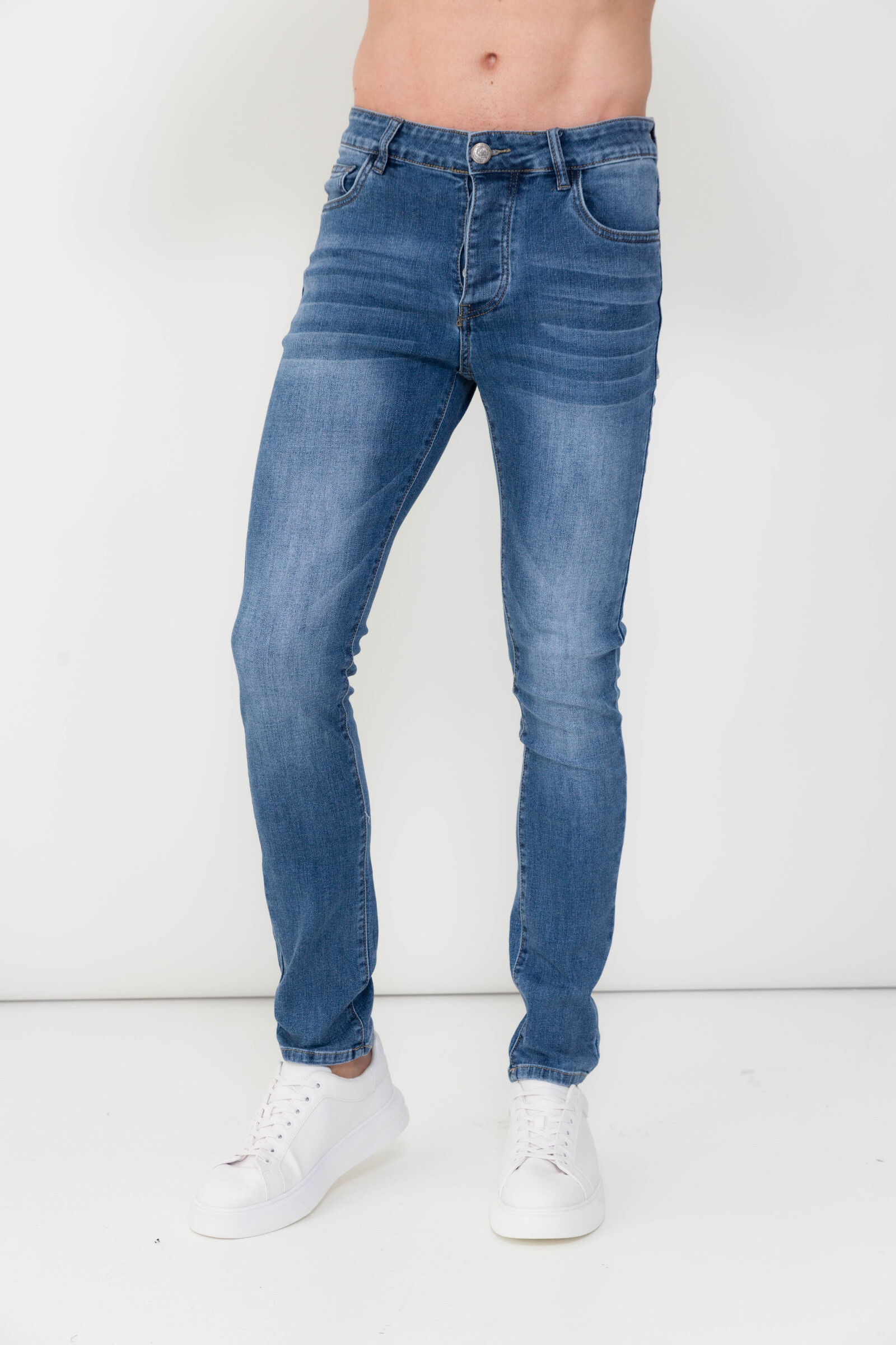 Wholesaler Omnimen - Denim Blue Slim Jeans Trendy buttoned