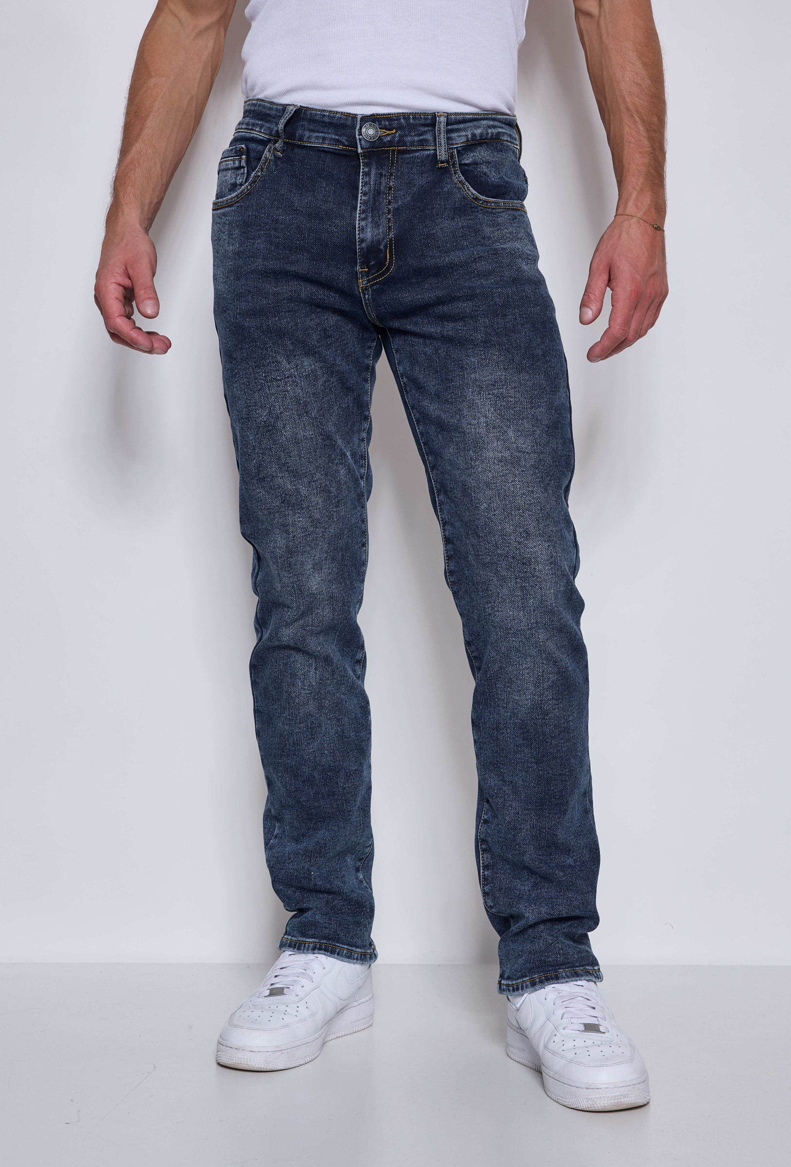 Wholesaler Omnimen - Blue Fleece-Lined Straight Jeans – Winter Special