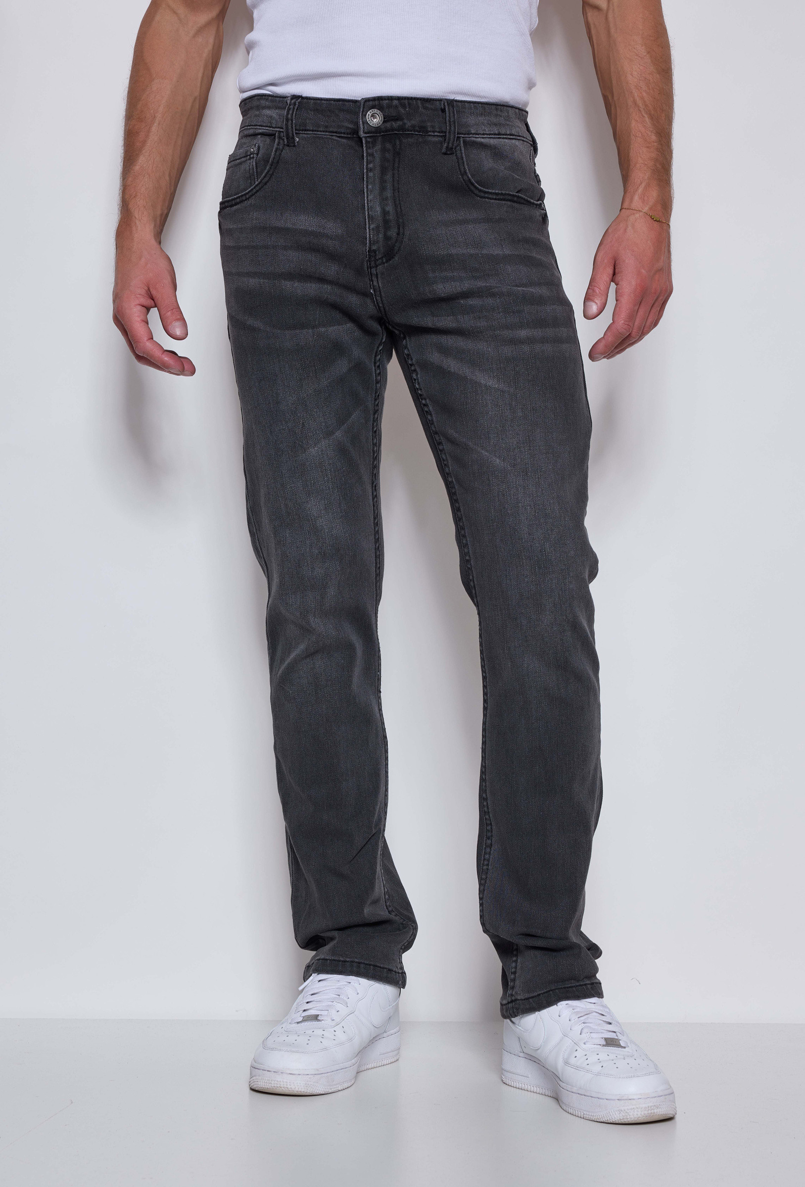 Großhändler Omnimen - Stretch-Jeans mit geradem Schnitt - Dunkelgrau