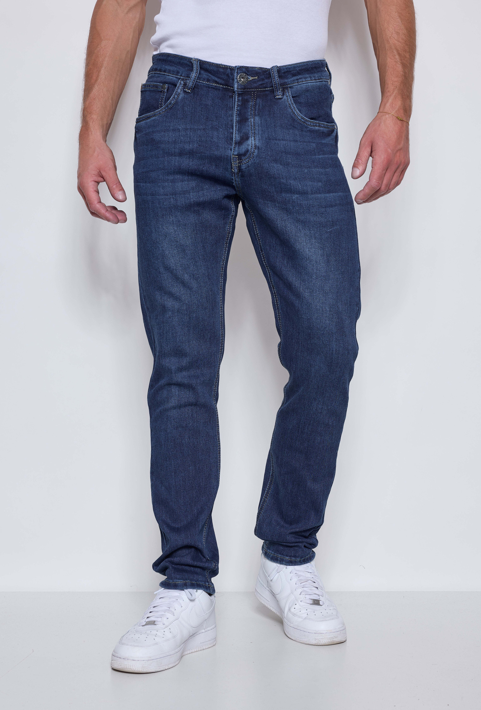 Mayorista Omnimen - Jeans Slim Fit para Hombre en Azul Lavado Elástico