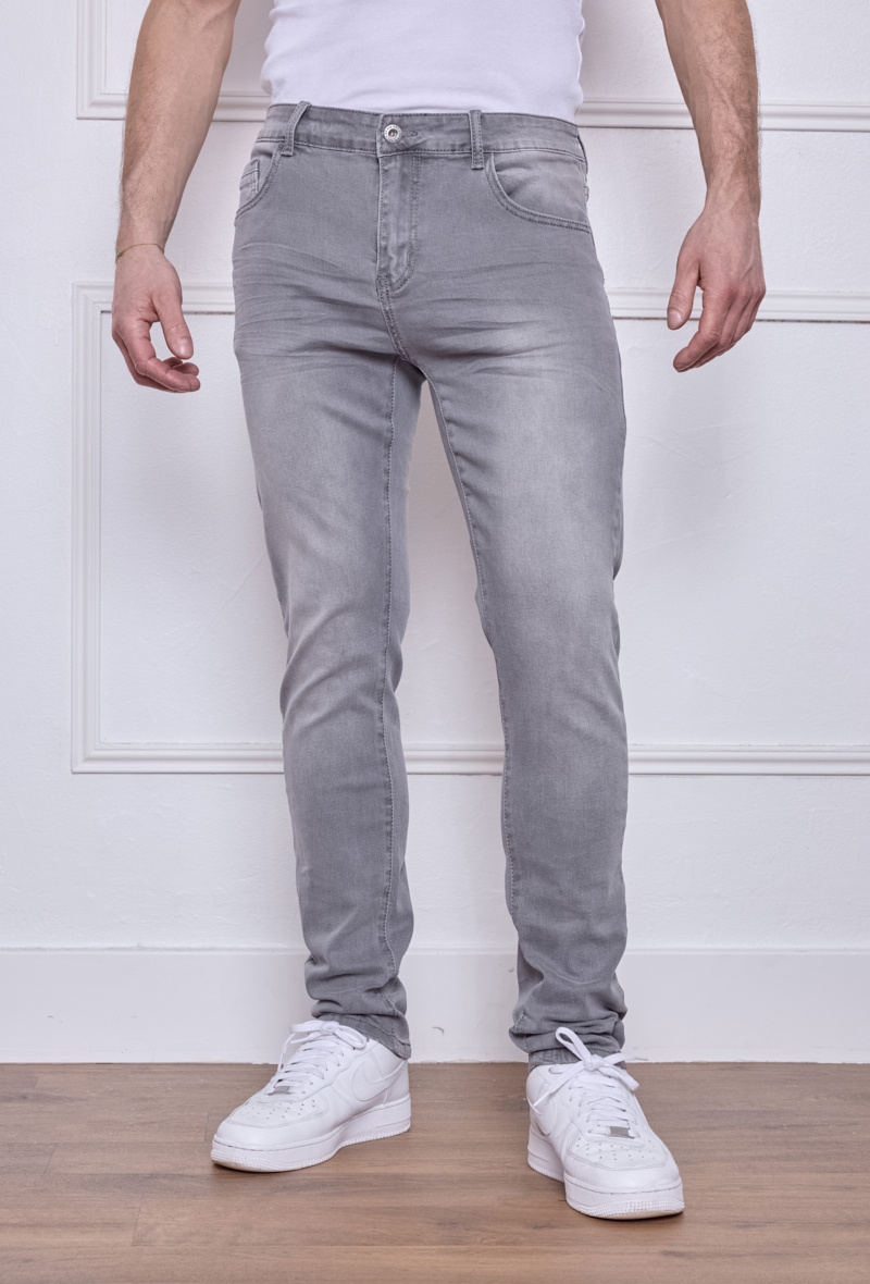 Großhändler Omnimen - Hellgraue Slim-Jeans – moderne und trendige Passform