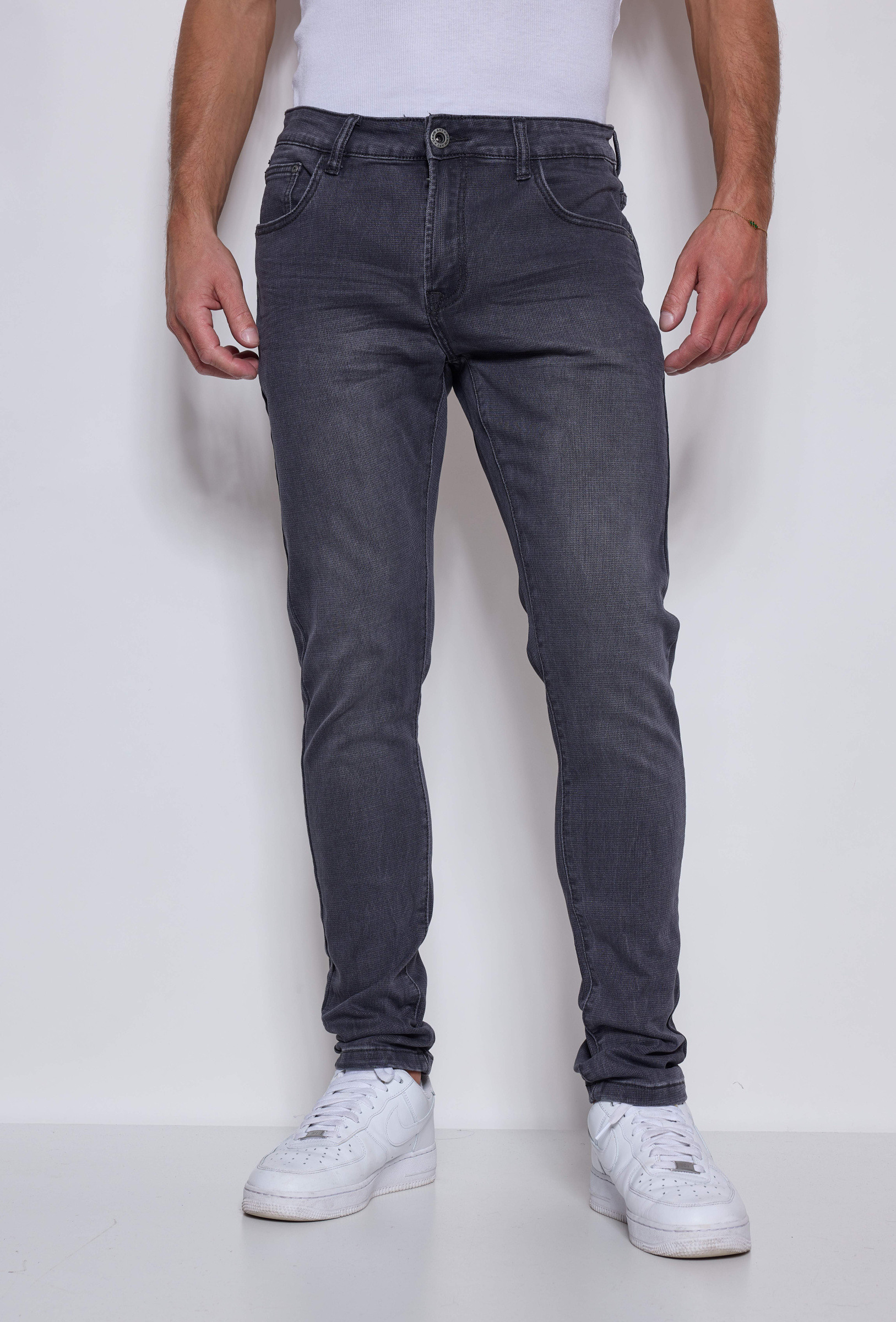 Grossiste Omnimen - Jeans Slim Gris Délavé- Coupe Slim