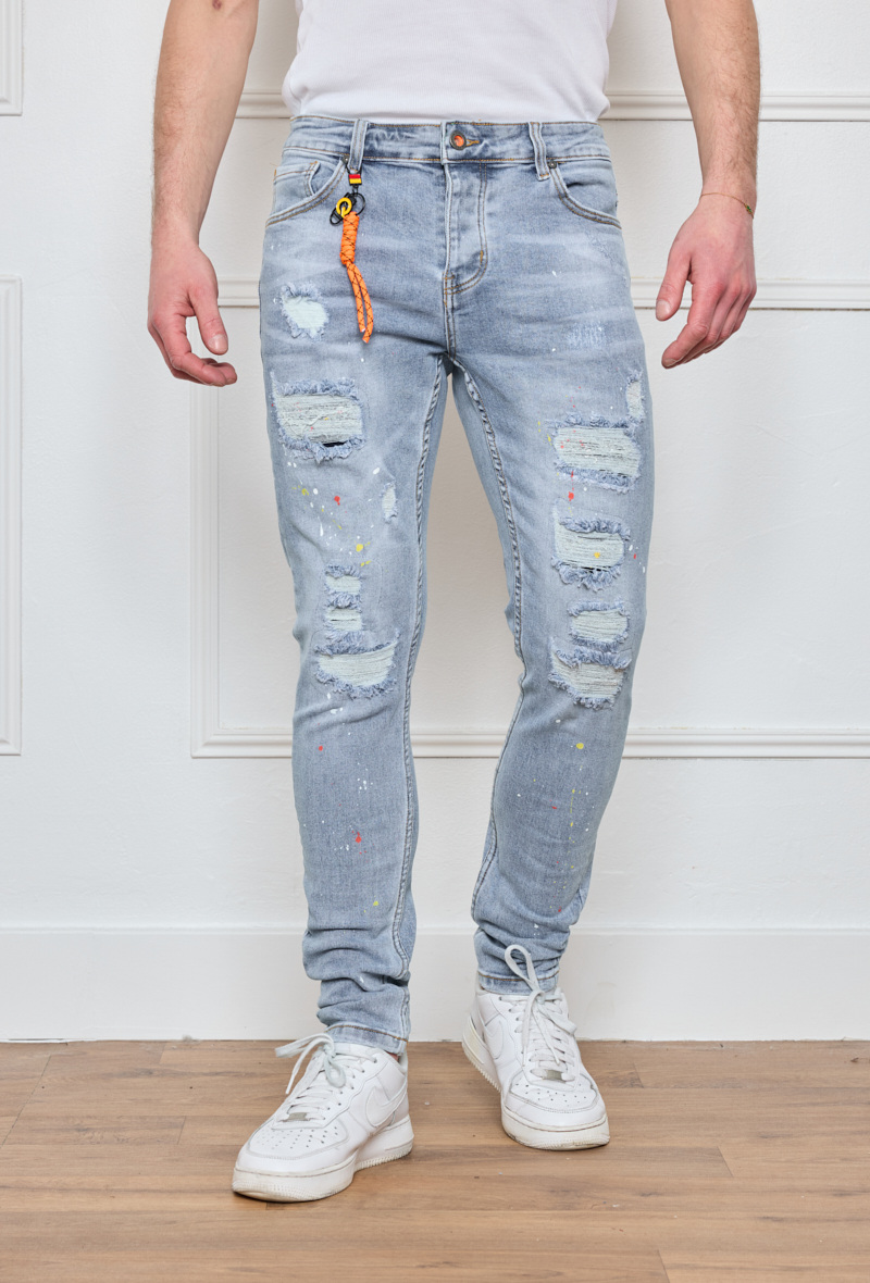 Wholesaler Omnimen - Men's Bleached, Distressed, and Stained Jeans