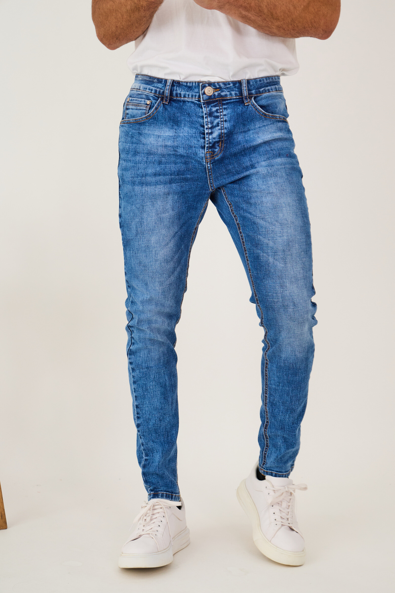 Grossiste Omnimen - Jeans skinny Bleu délavé Tendance