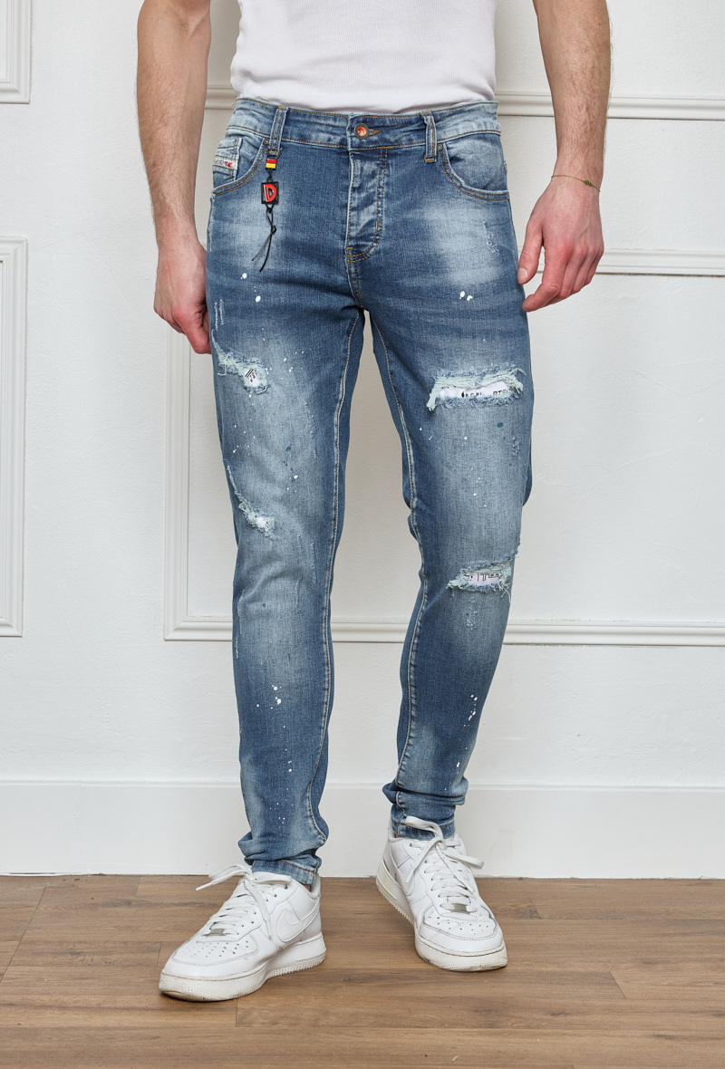 Wholesaler Omnimen - Men's Modern Distressed Stained Jeans