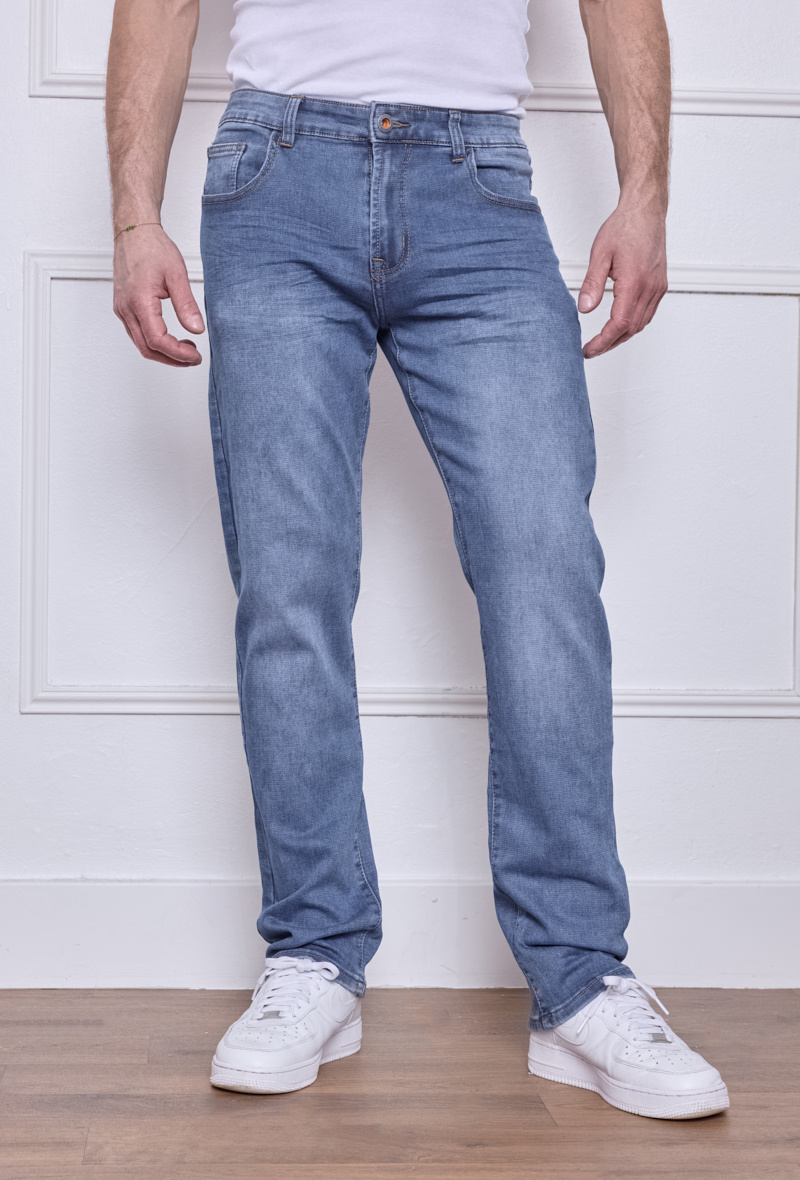 Mayorista Omnimen - Jeans Azul Regular Denim Desgastado