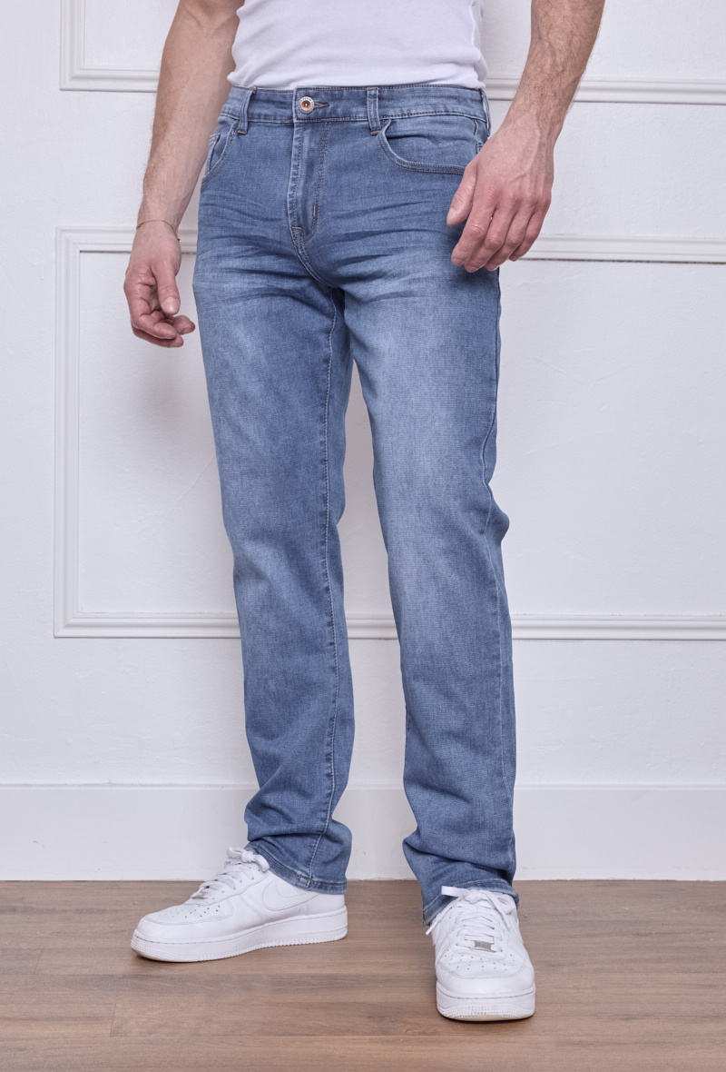 Grossiste Omnimen - Jeans Regular Bleu Jeans Délavé