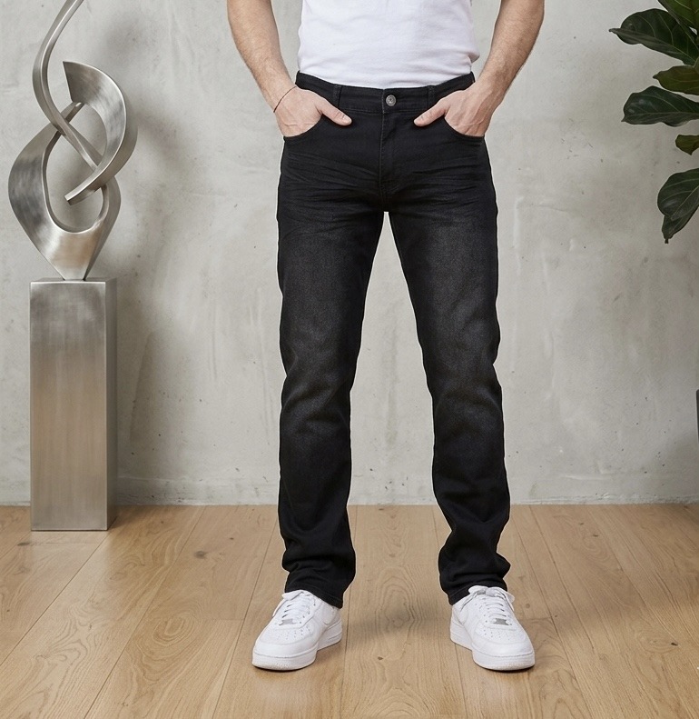 Grossiste Omnimen - Jeans Homme Coupe Régular - Noir délavé
